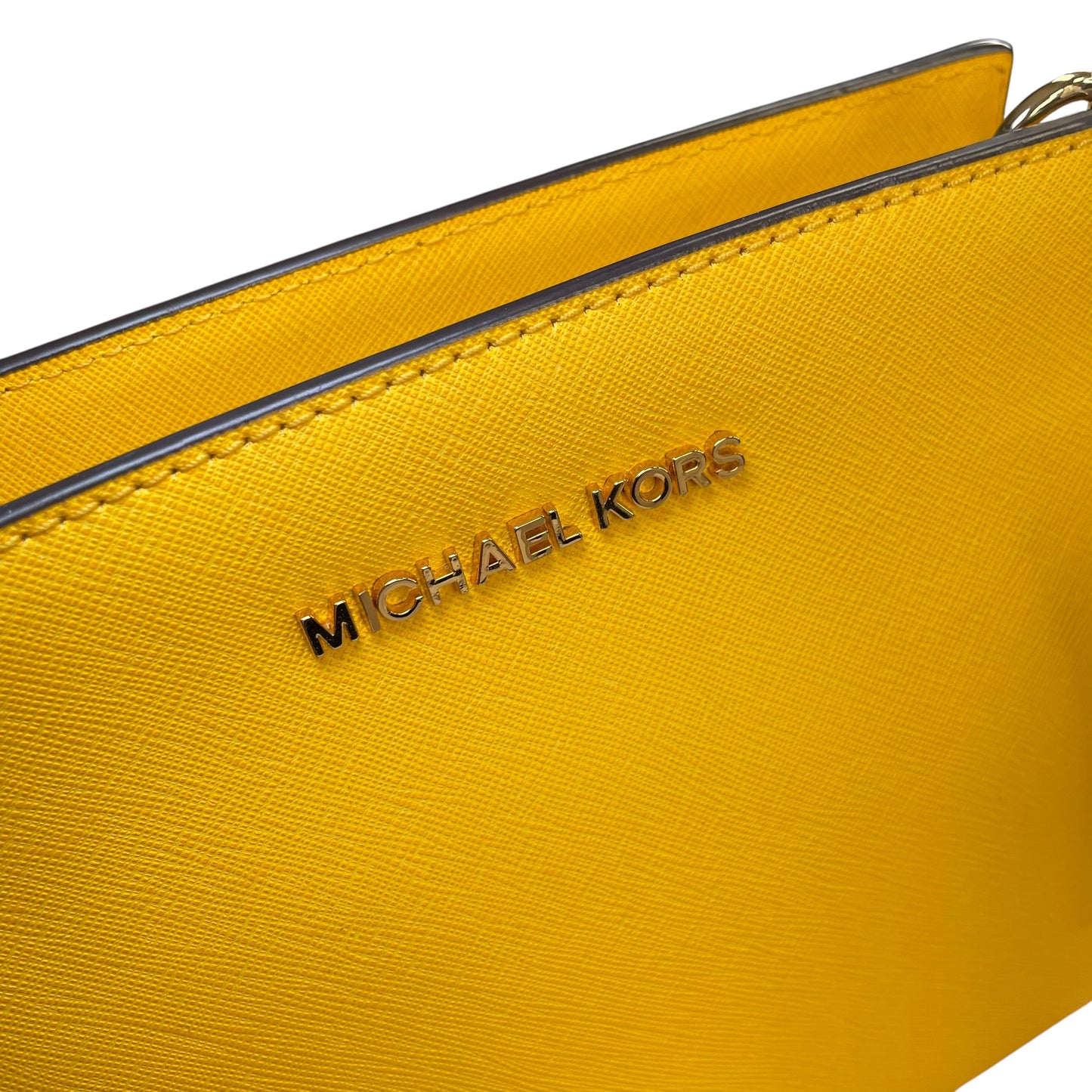 Michael Kors Selma Small Saffiano Leather Yellow White Satchel Crossbody