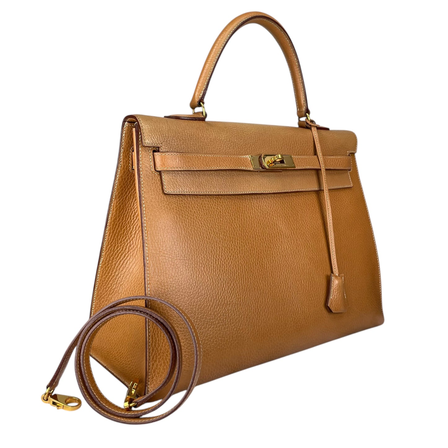 Hermes Kelly Sellier 35 GHW Noir Ardennes Gold Wheat Top Handle