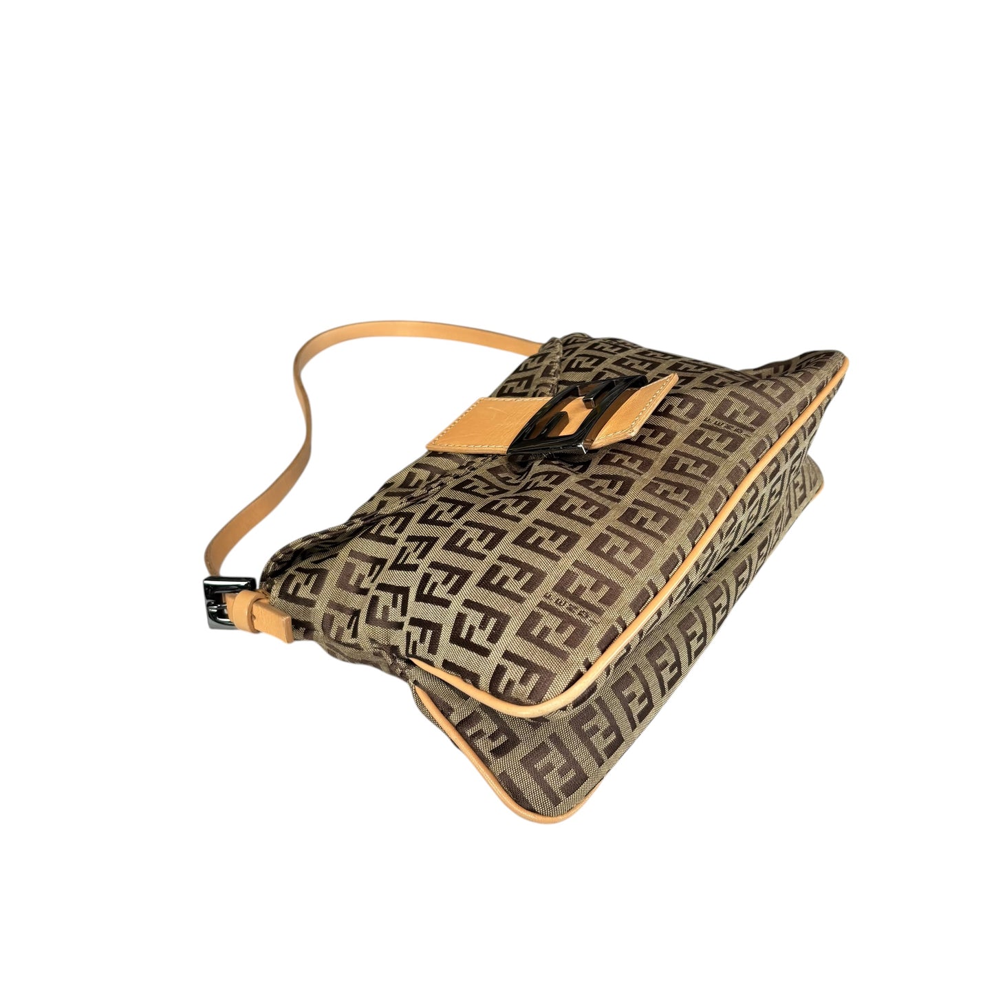 Fendi Y2K Slim Mama Baguette Tan Gunmetal Purse
