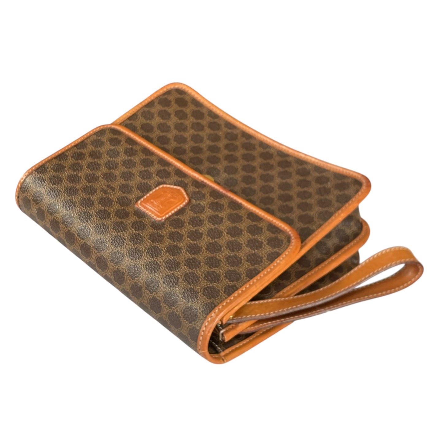 Celine Macadam Monogram GHW Canvas Brown Leather Clutch