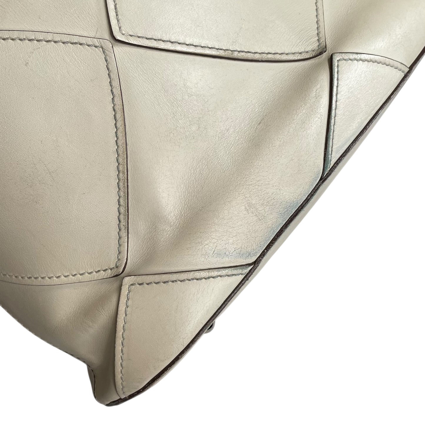 Salvatore Ferragamo Patchwork Leather Hobo Bag Cream Diamond Panel Shoulder Bag