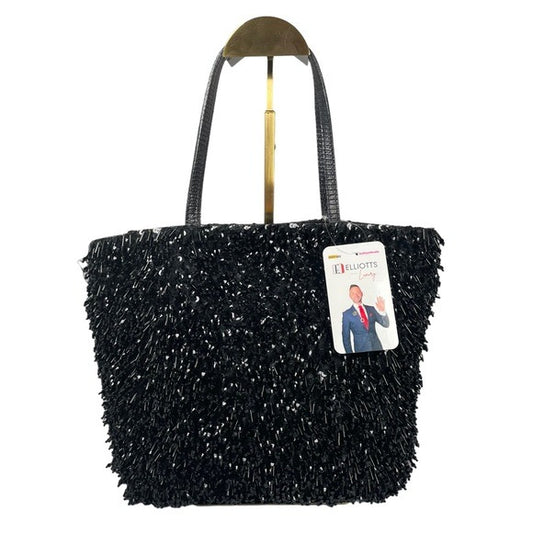Valentino Garavani Lizard Exotic Sequin Fully Dangle Bead Formal Tote Purse Bag