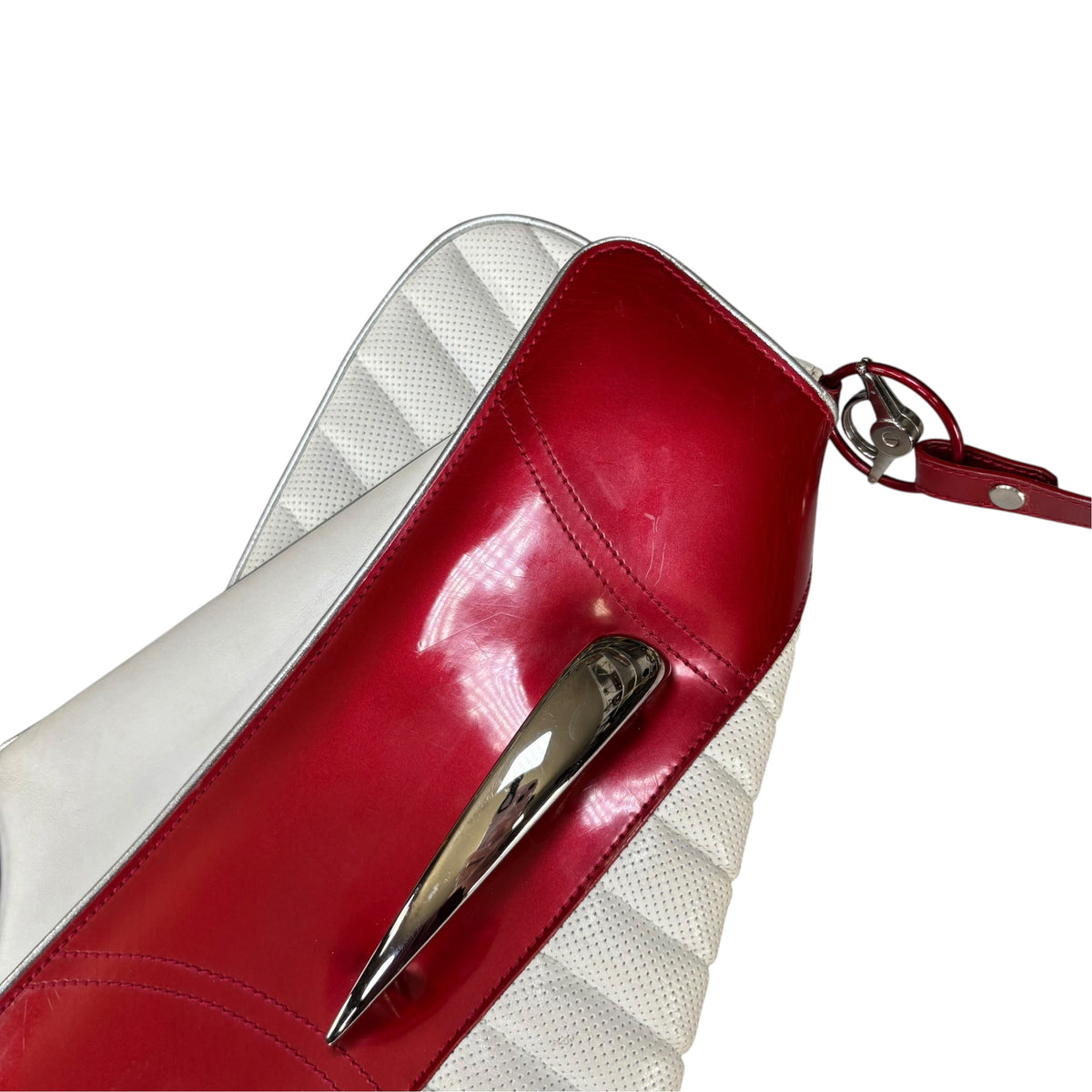 Christian Dior Cadillac Y2K Red Patent White Leather 2-Way Purse