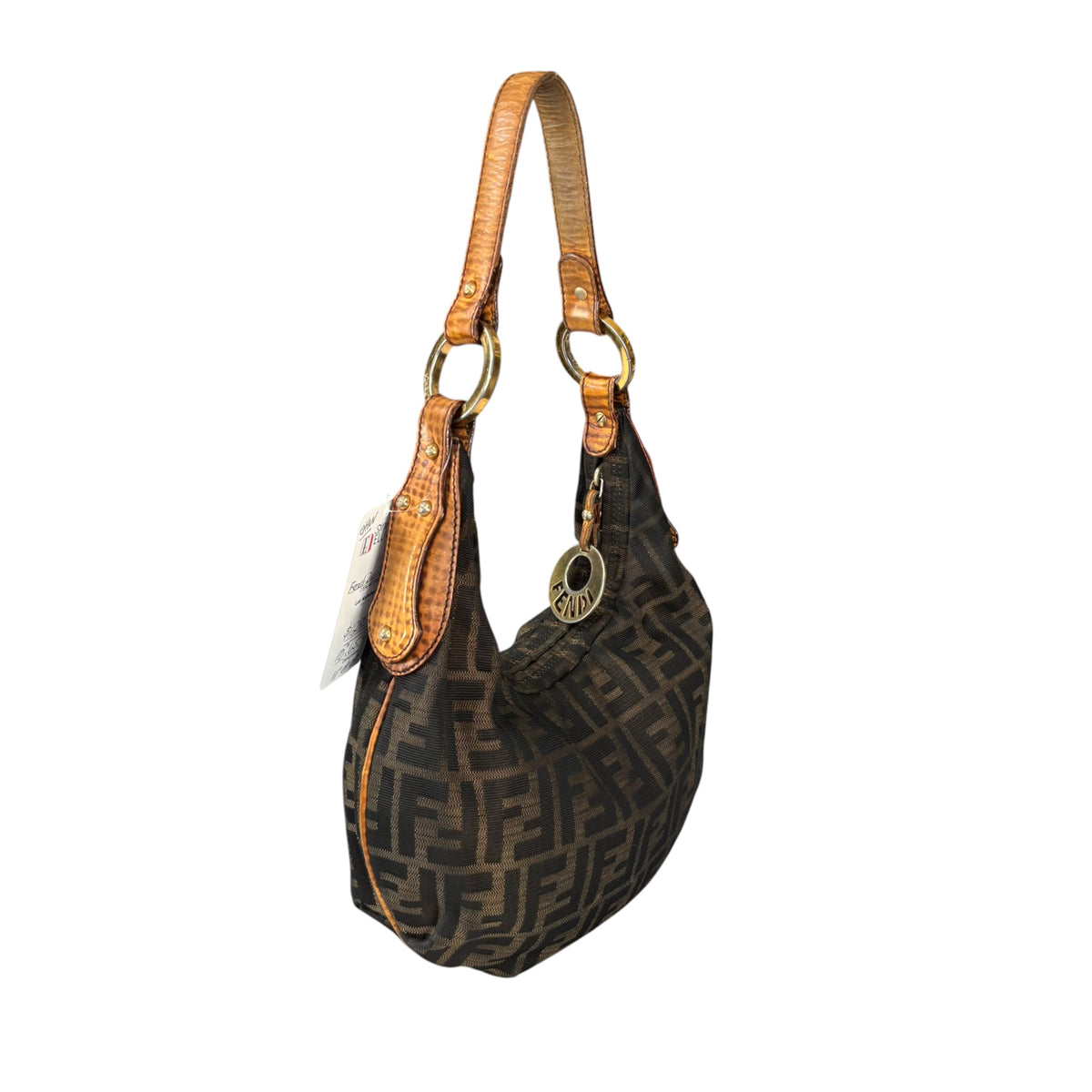 Fendi Y2K Zucca Embossed Lizard Chef Shoulder Purse