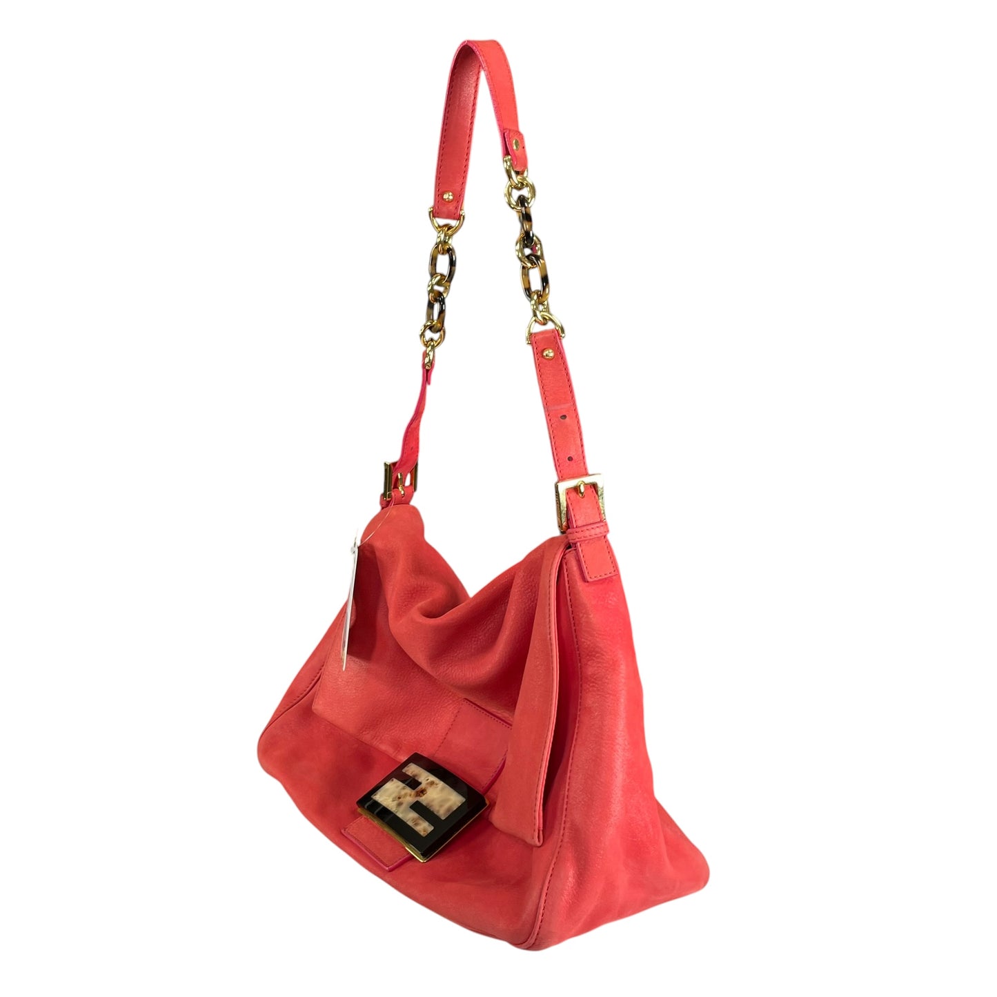 Fendi Baguette MAXI Grapefruit GHW Grapefruit Iridescent Leather Shoulder Purse