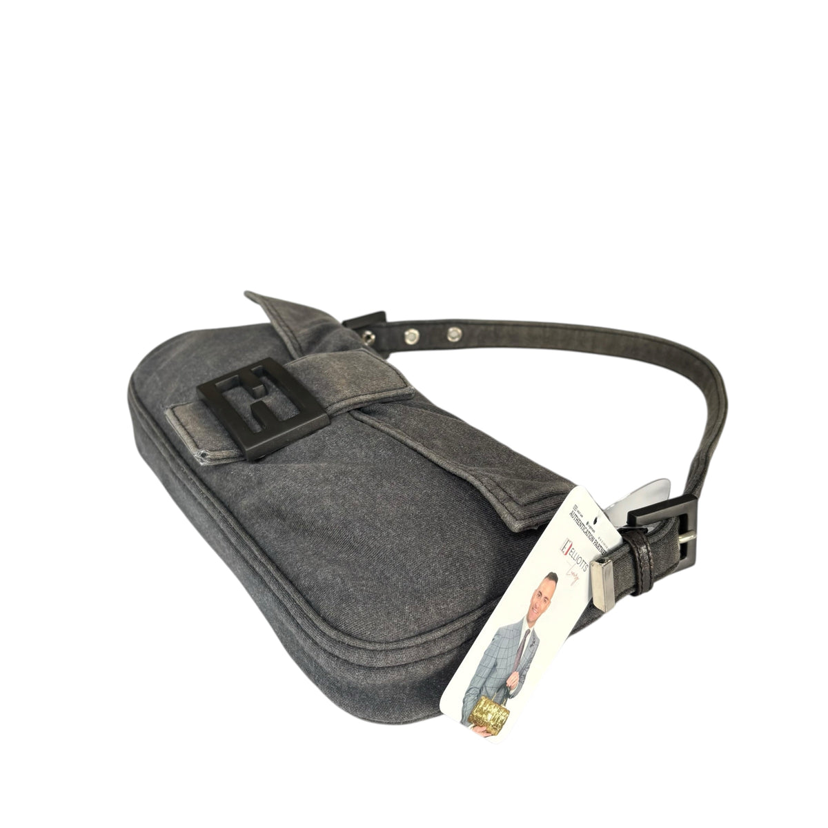 Fendi Y2K Classic Baguette Cotton Grey & Black Shoulder Purse