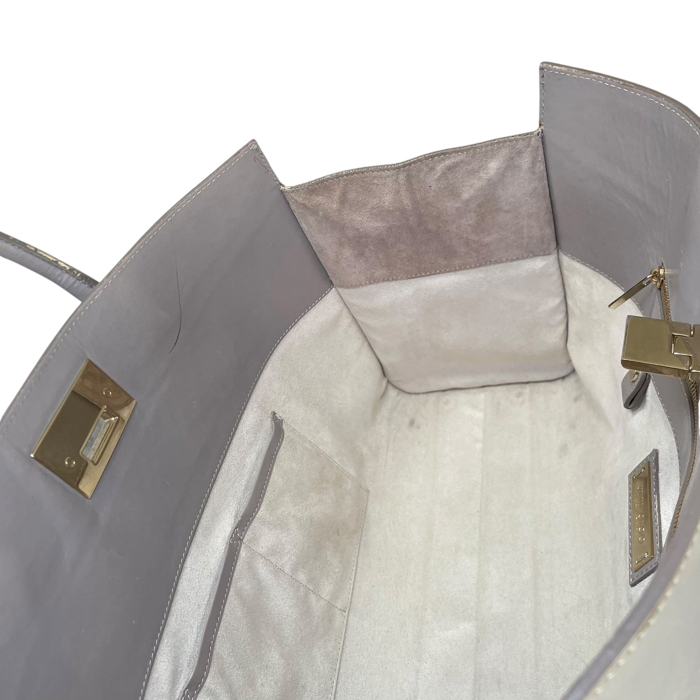 Jimmy Choo Y2K Riley Grey GHW Clip Lock Lilac Leather East West Tote