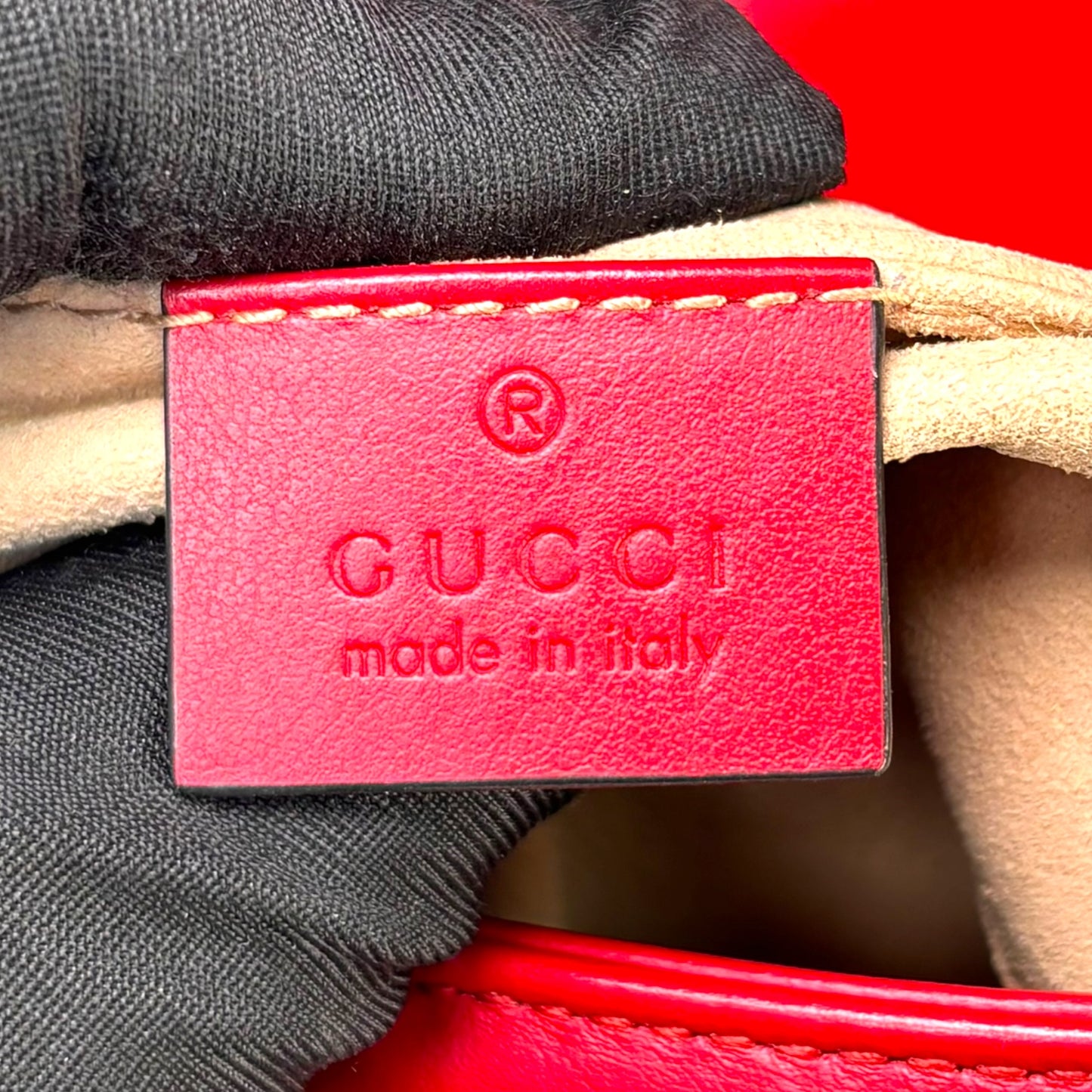 Gucci GG Marmont Red Leather Quilted Crossbody Shoulder Purse