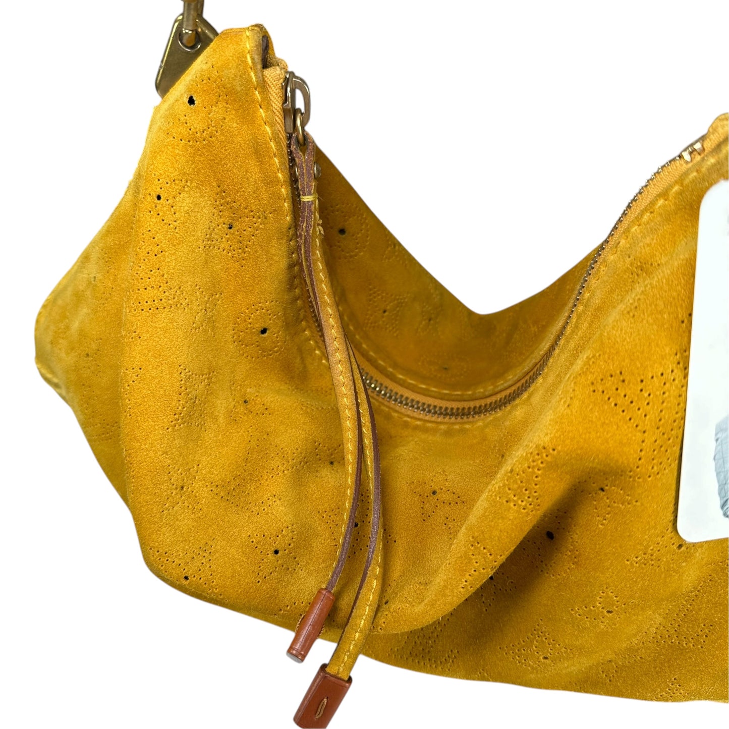 Louis Vuitton Limited Edition Suede Mahina Onatah PM Pouchette Yellow Mustard Shoulder Purse