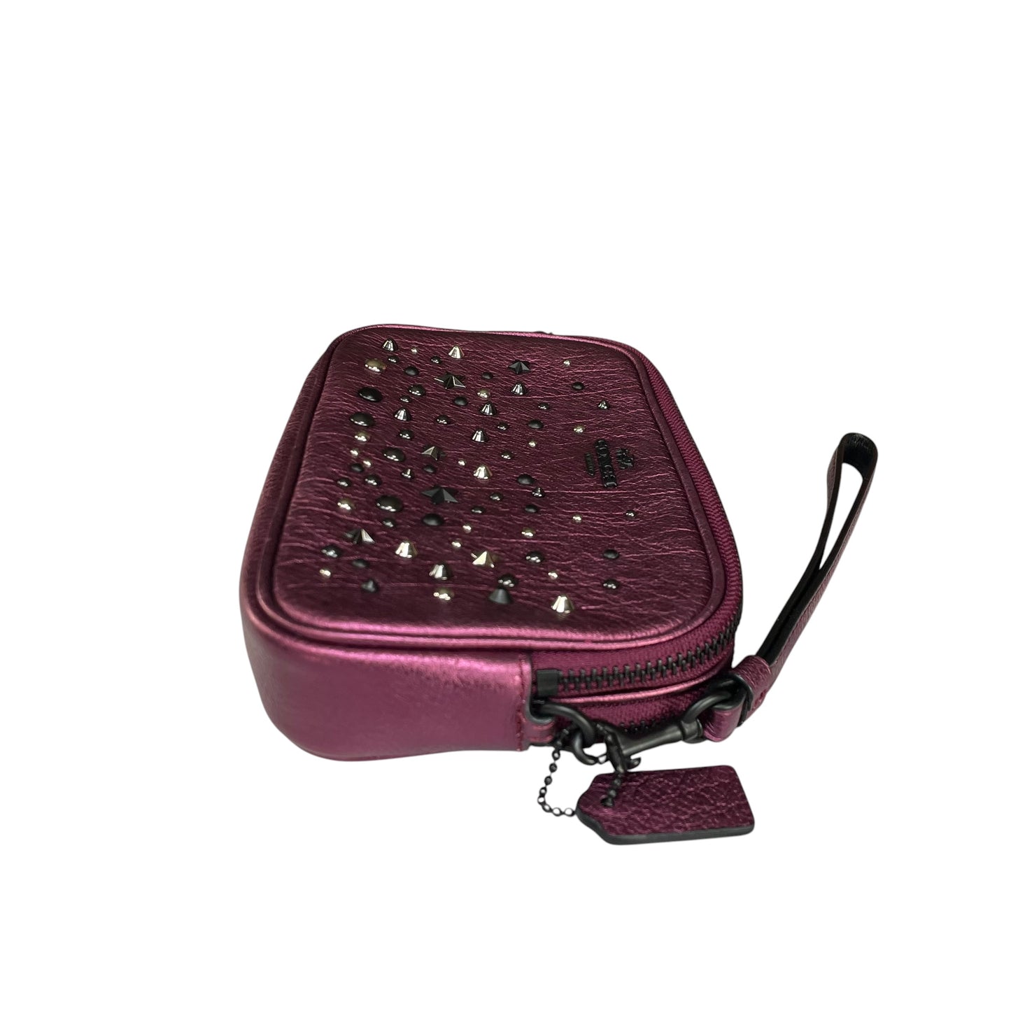 Coach Metallic Star Studded Double Purple Gumetal 2-Way Crossbody Wristlet