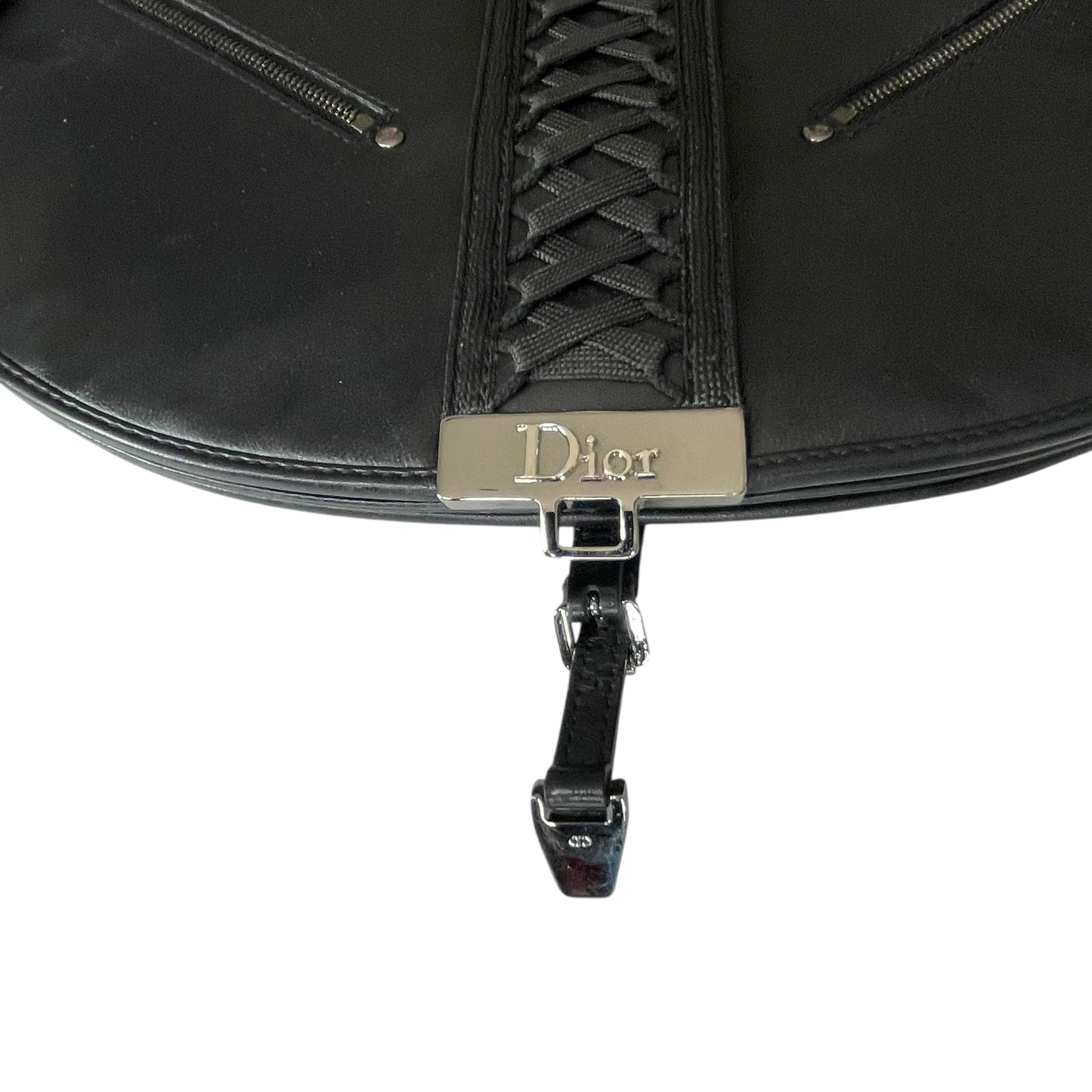 Christian Dior Admit It Corset Black Leather 2-Way SHW Shoulder Crossbody Purse