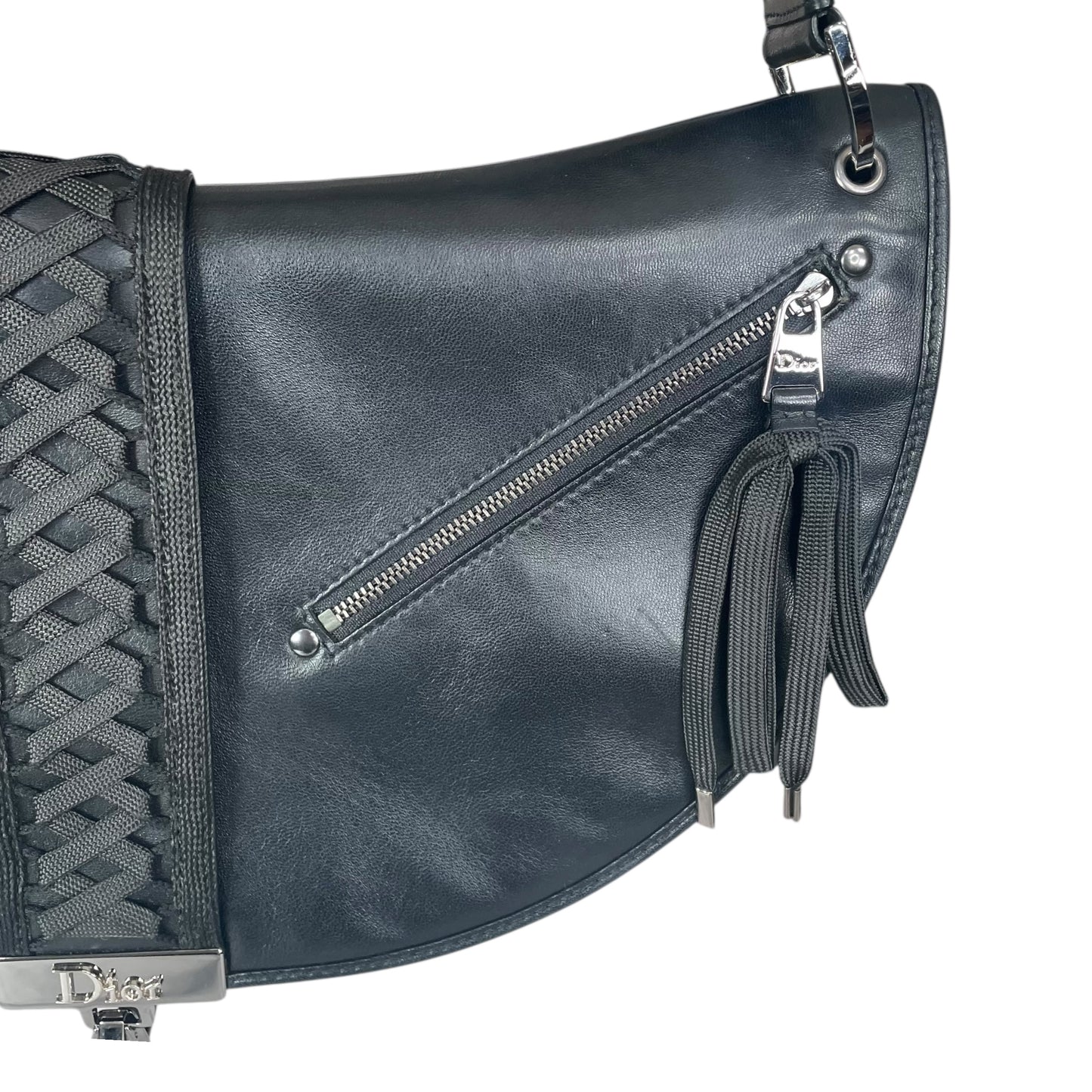 Christian Dior Admit It Corset Black Leather 2-Way SHW Shoulder Crossbody Purse