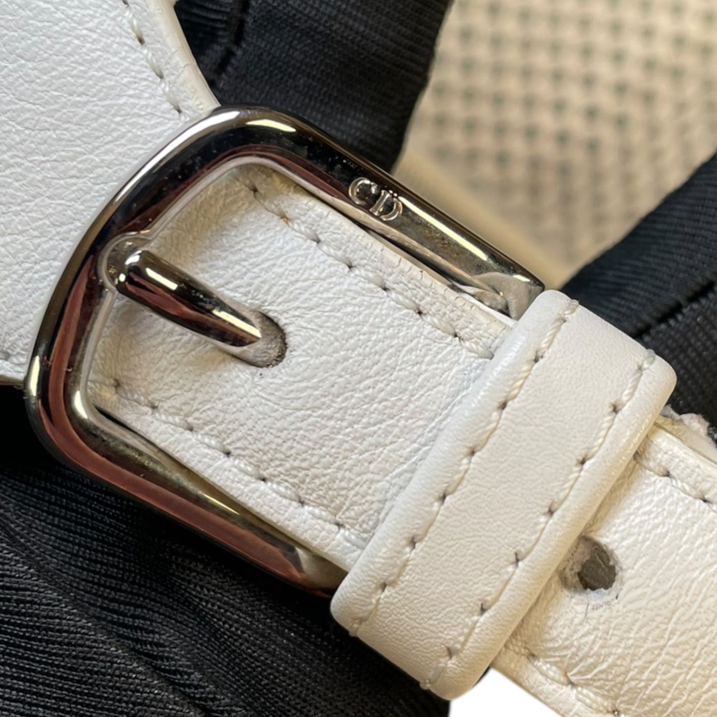 Christian Dior Y2K Perforated White Leather CD Logo Medium Hobo Bag