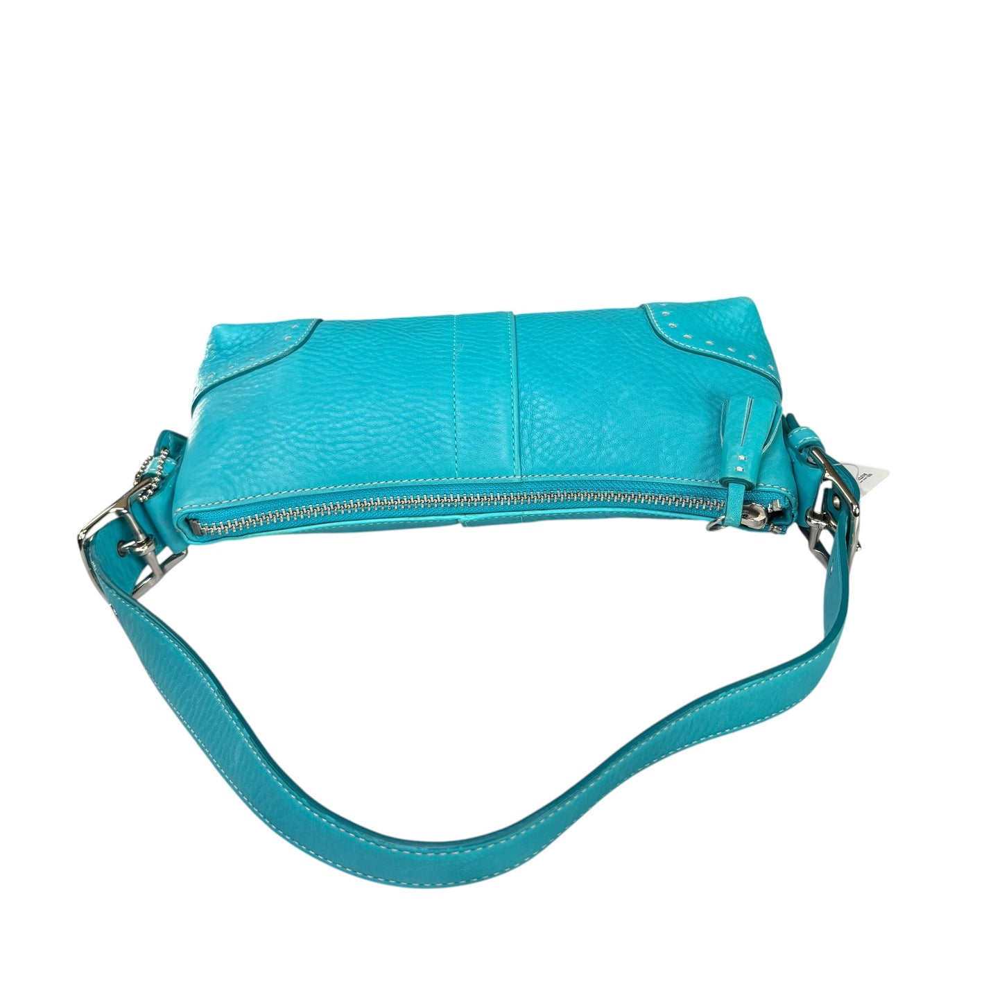 Coach Hamilton Baguette Turquoise Perforated Leather SHW Shoulder Purse
