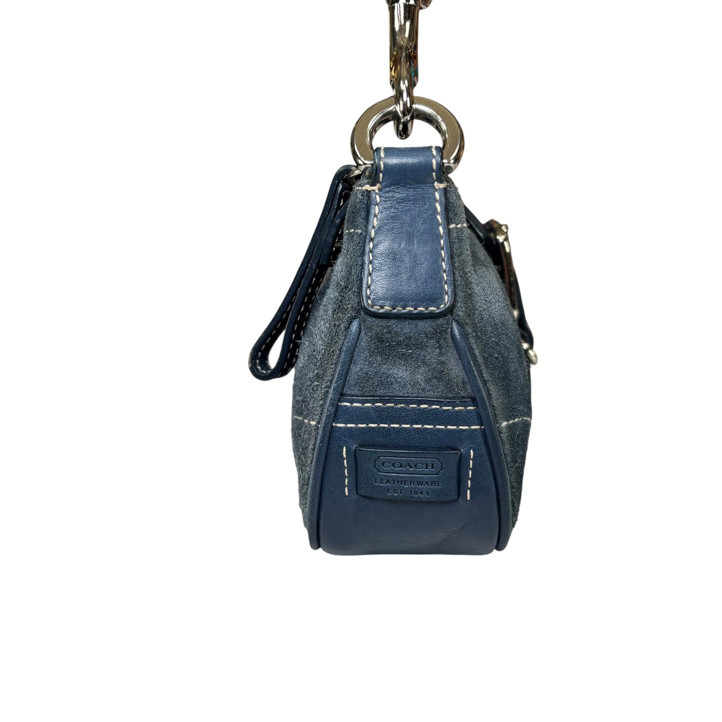 Coach Y2K Mini Soho Navy Blue Suede Buckle Shoulder Purse