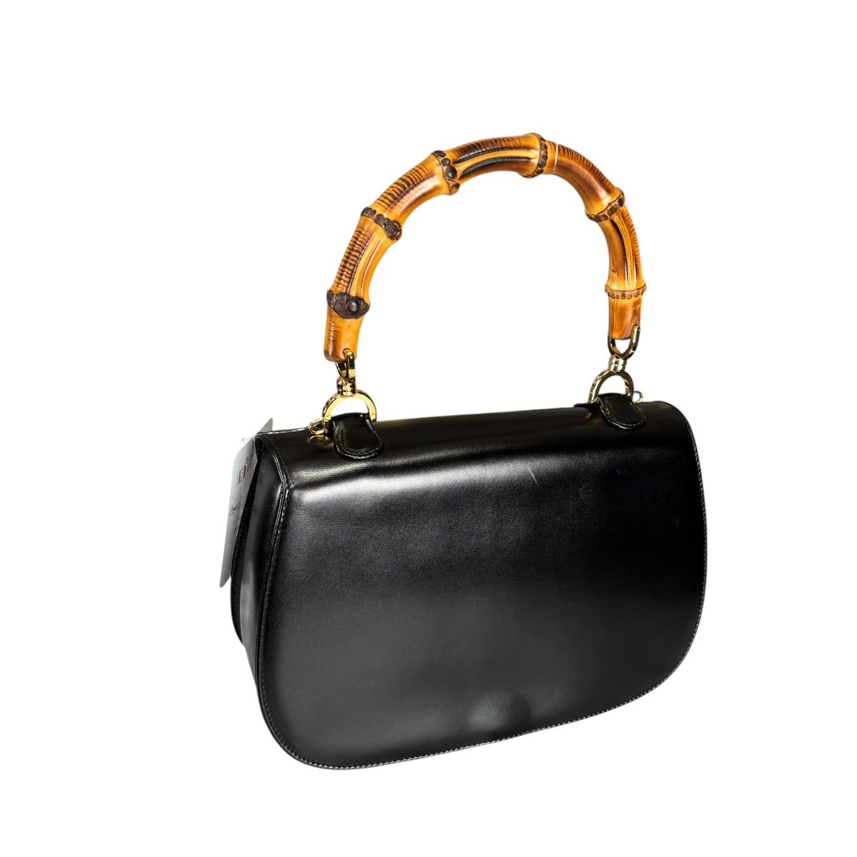 Gucci 1947 Bamboo Black Box Leather Turn-Lock Purse
