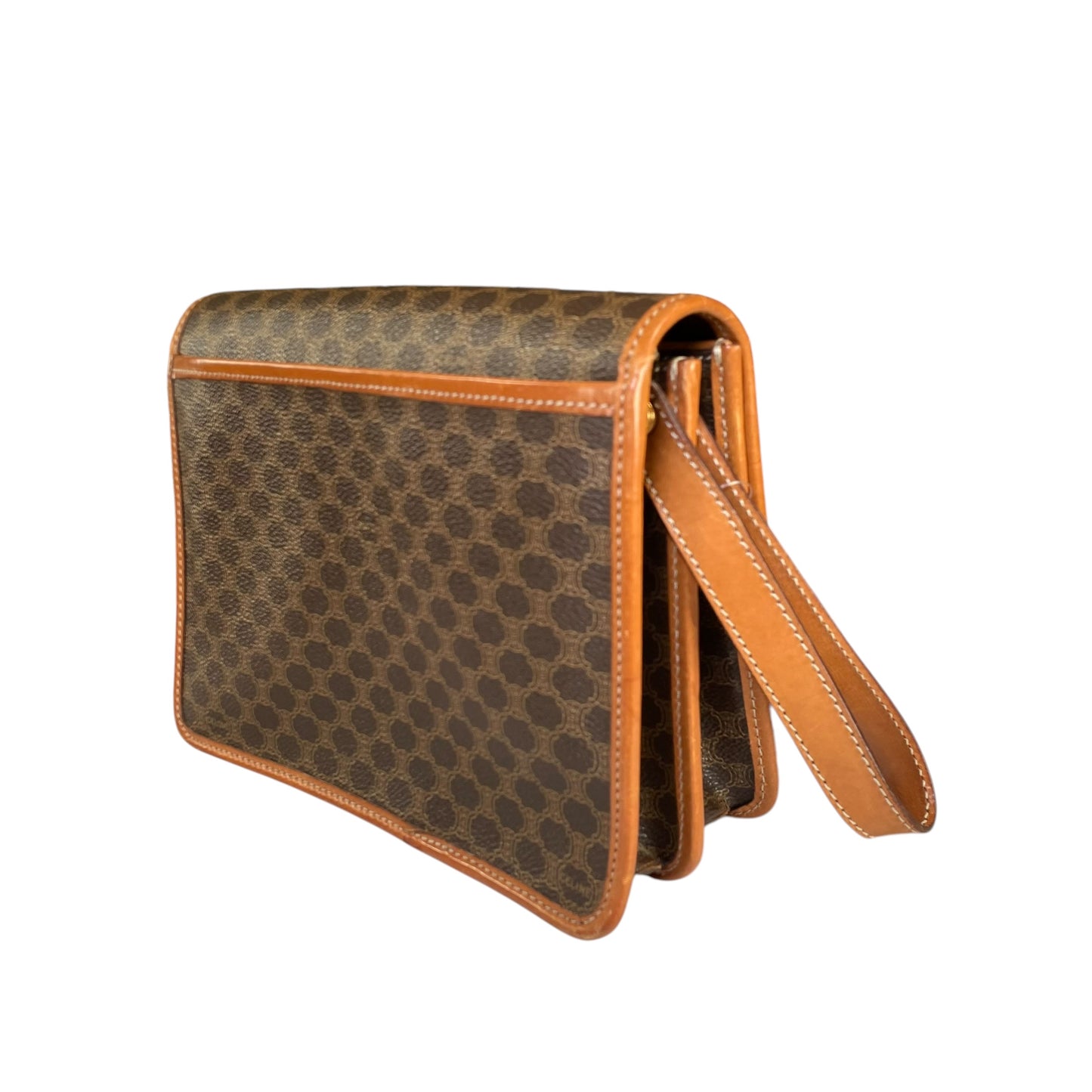 Celine Macadam Monogram GHW Canvas Brown Leather Clutch