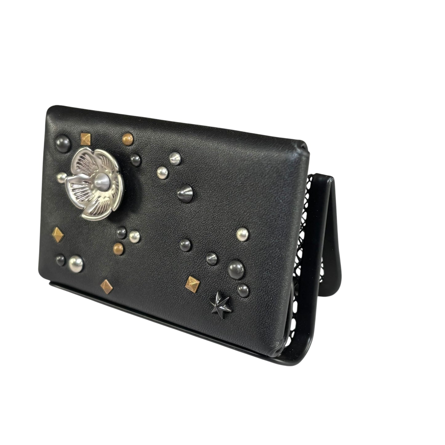 Coach Limited Turn-Lock Leather Rose Stud Card Holder