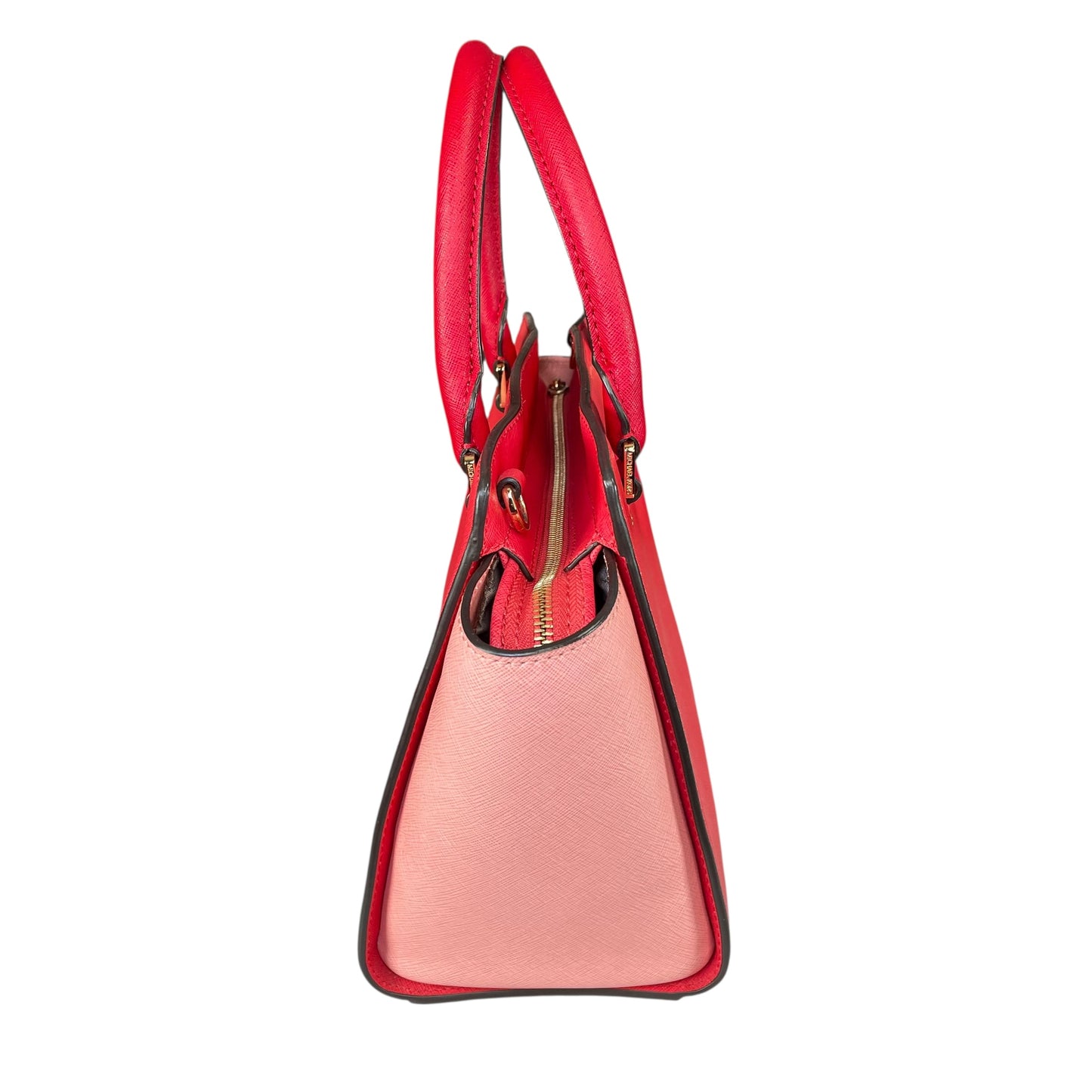 Michael Kors Selma Medium Satchel Pink Saffiano Leather Gold HW Crossbody Purse