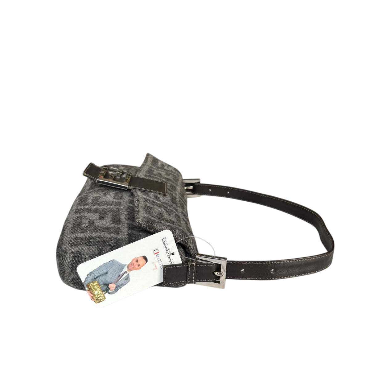 Fendi Y2K Classic Baguette Zucca Cashmere Grey & Black Shoulder Purse