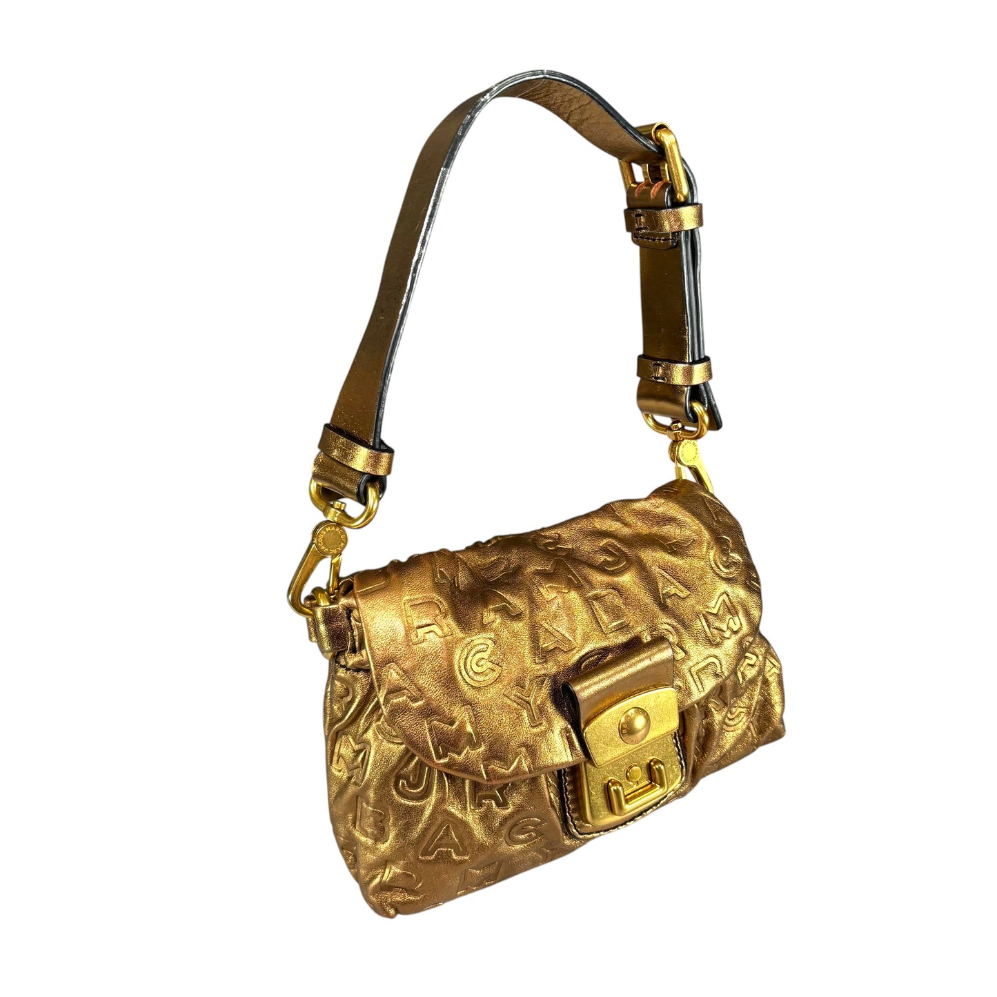 Marc By Marc Jacobs Mini Golden Metallic Leather Embossed Purse