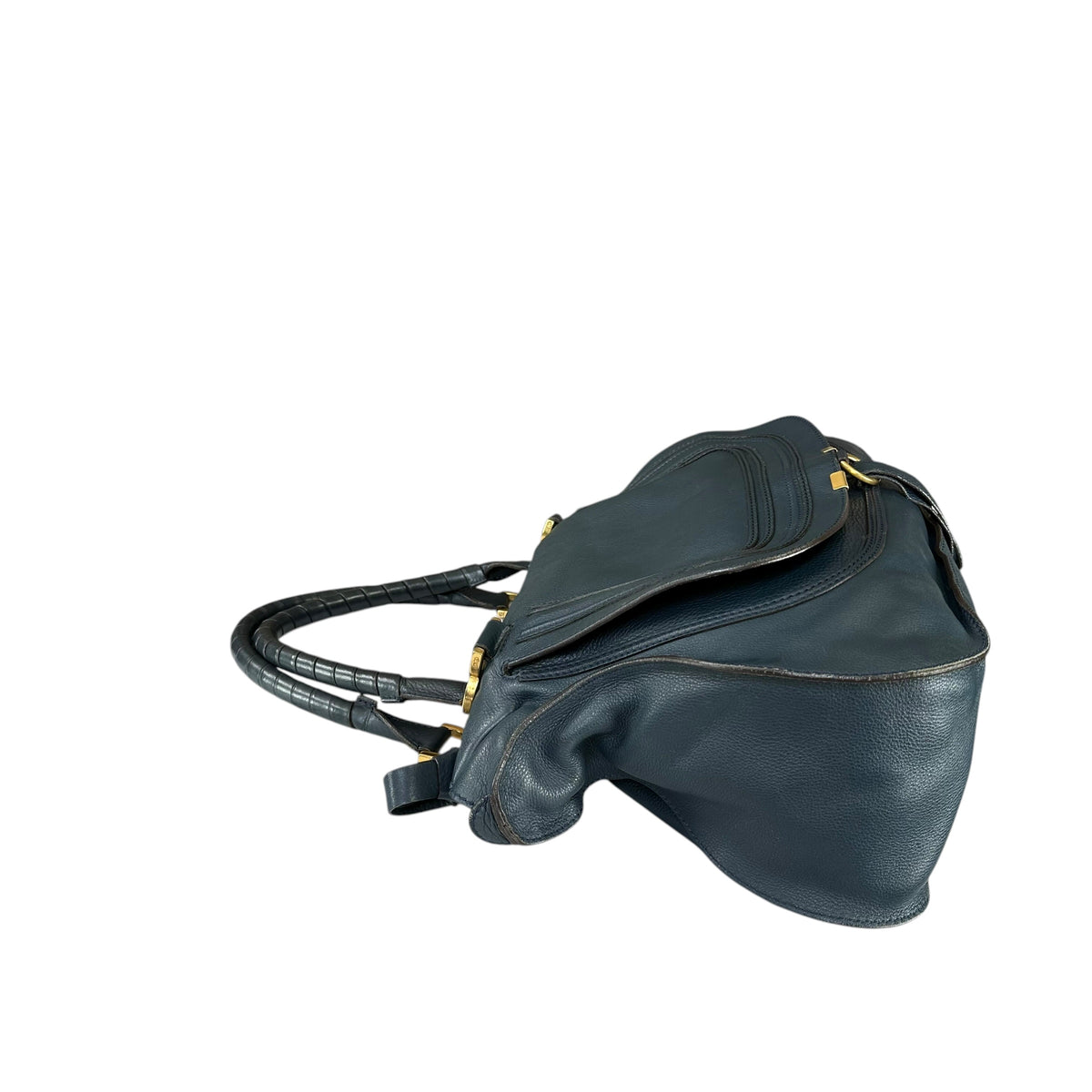 Chloe Marcie XL Navy Blue GHW eather Satchel