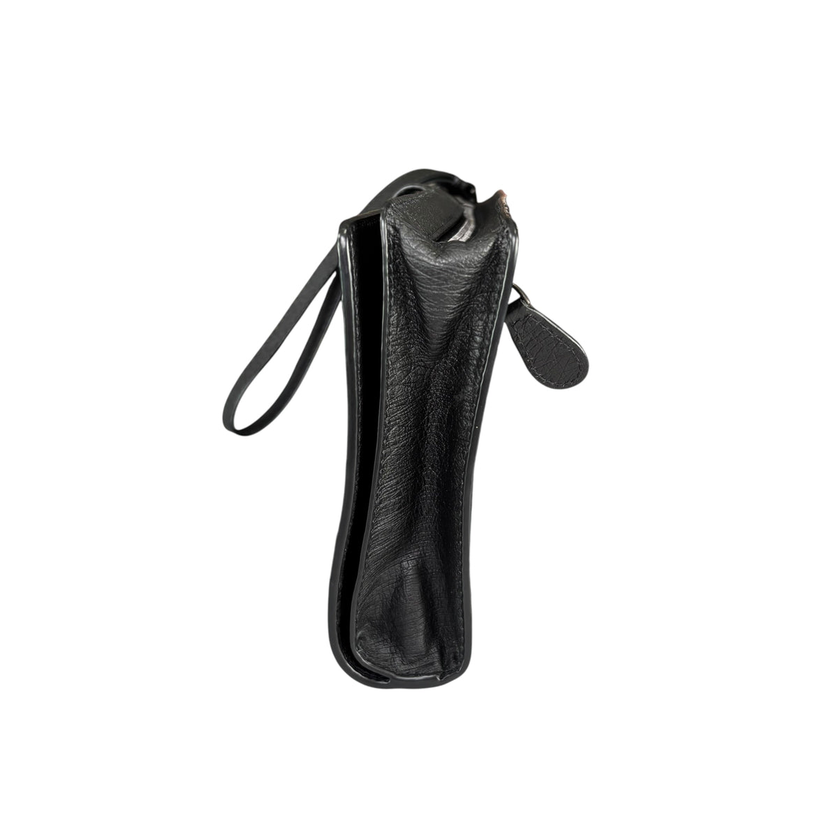 Bottega Veneta Ostrich Black Leather Organizer Snap Clutch Zip