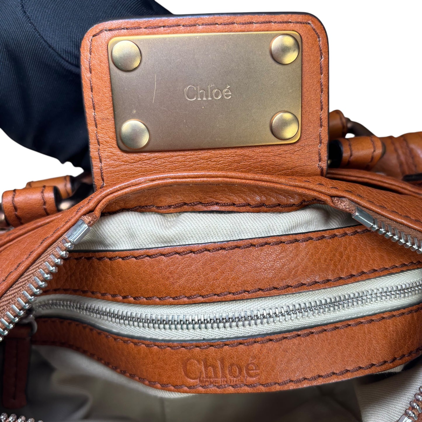 Chloe Mini Brown Leather GHW Paddington Lock Shoulder Purse