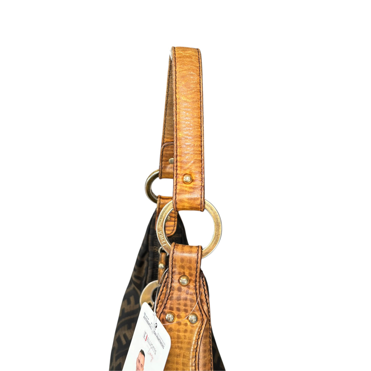 Fendi Y2K Zucca Embossed Lizard Chef Shoulder Purse