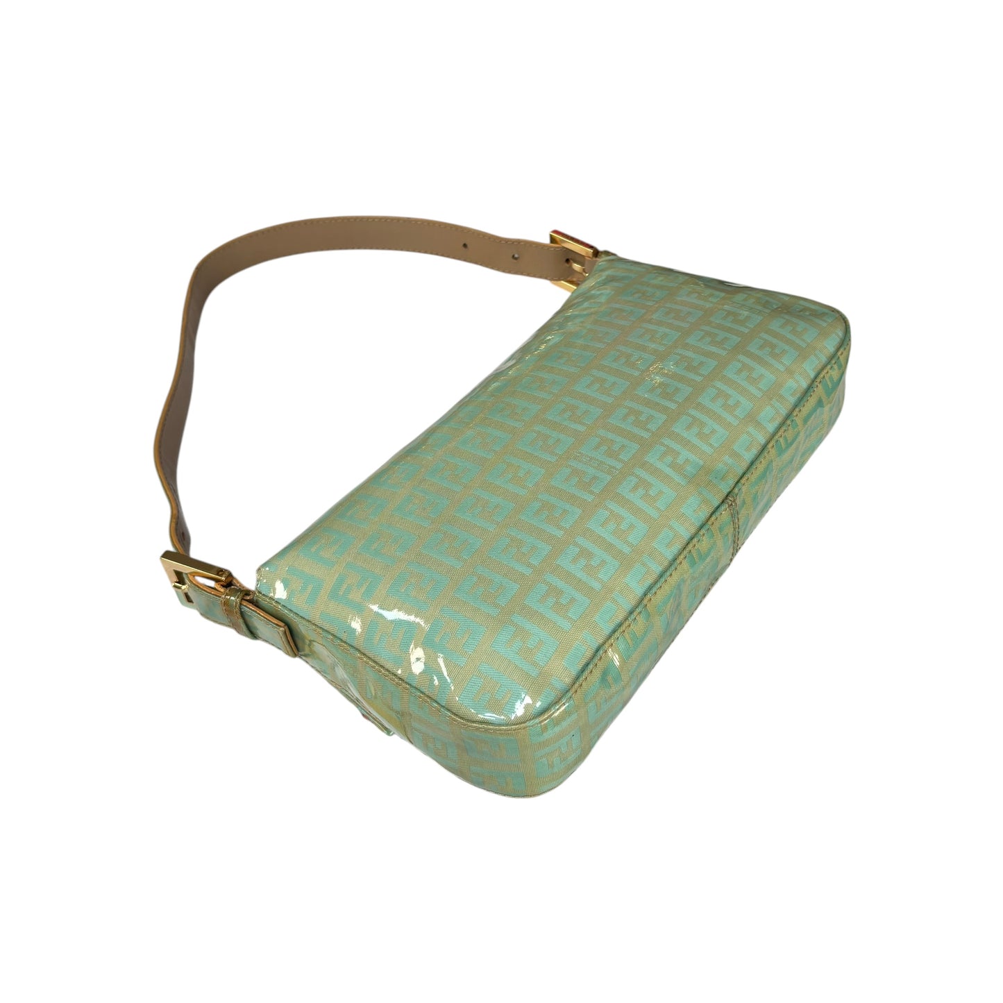 Fendi Y2K Baguette Classic Mint Green Zucchino Coated Canvas Purse