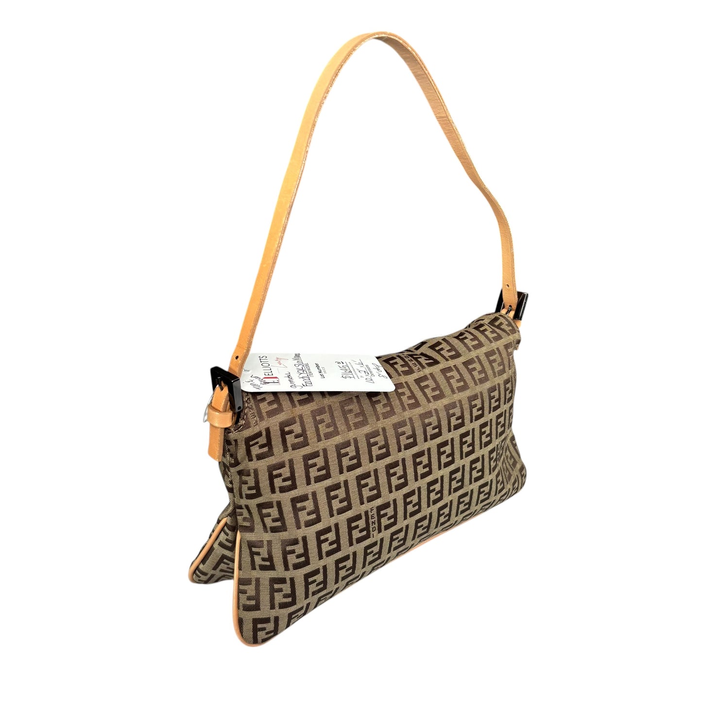 Fendi Y2K Slim Mama Baguette Tan Gunmetal Purse
