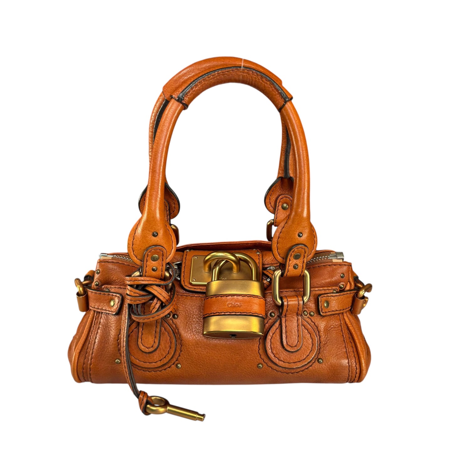 Chloe Mini Brown Leather GHW Paddington Lock Shoulder Purse