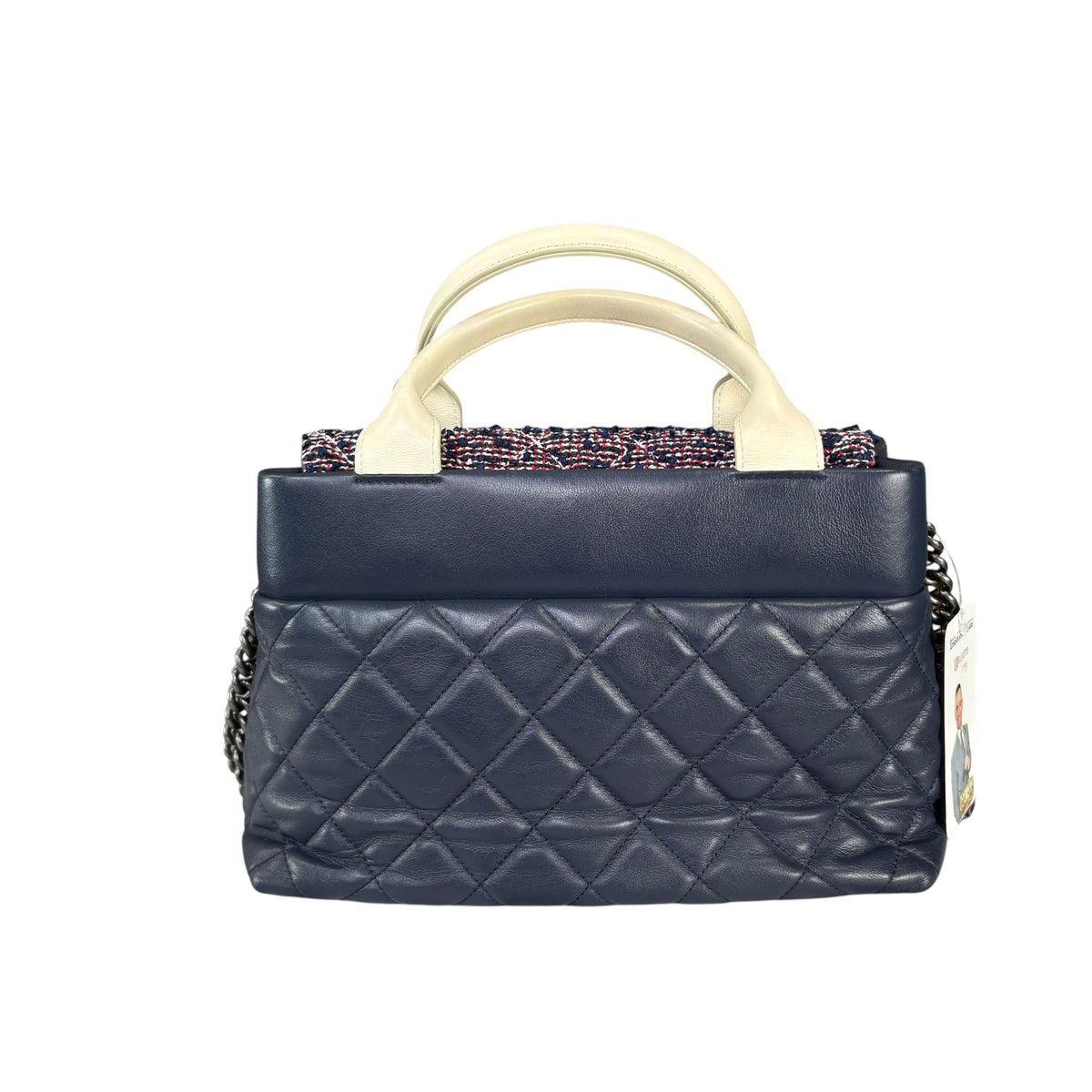 Chanel CC Portobello Navy / White Lambskin Top Handle 2 Way Purse