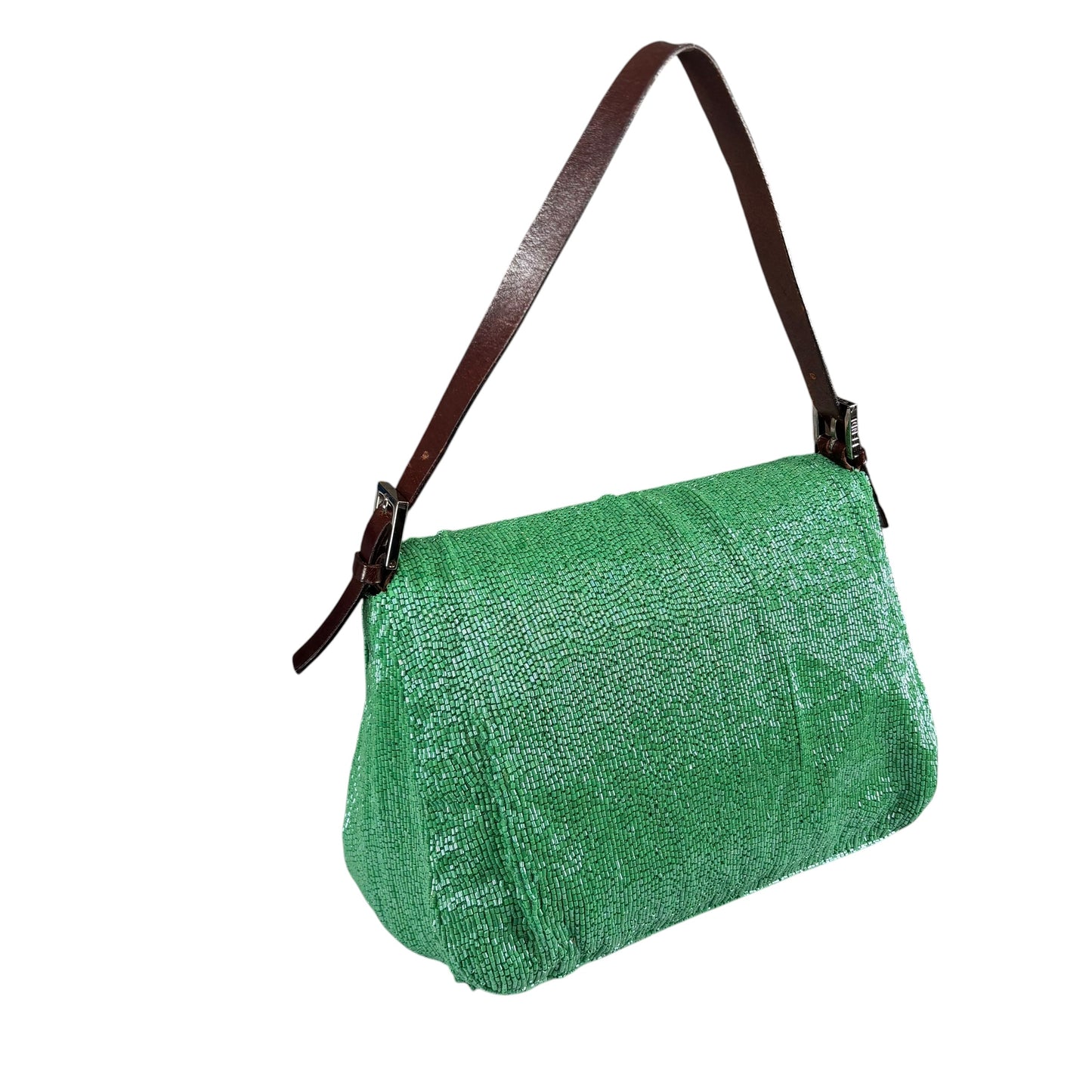 Fendi Y2K Mama Baguette Large Mint Beaded Shoulder Purse