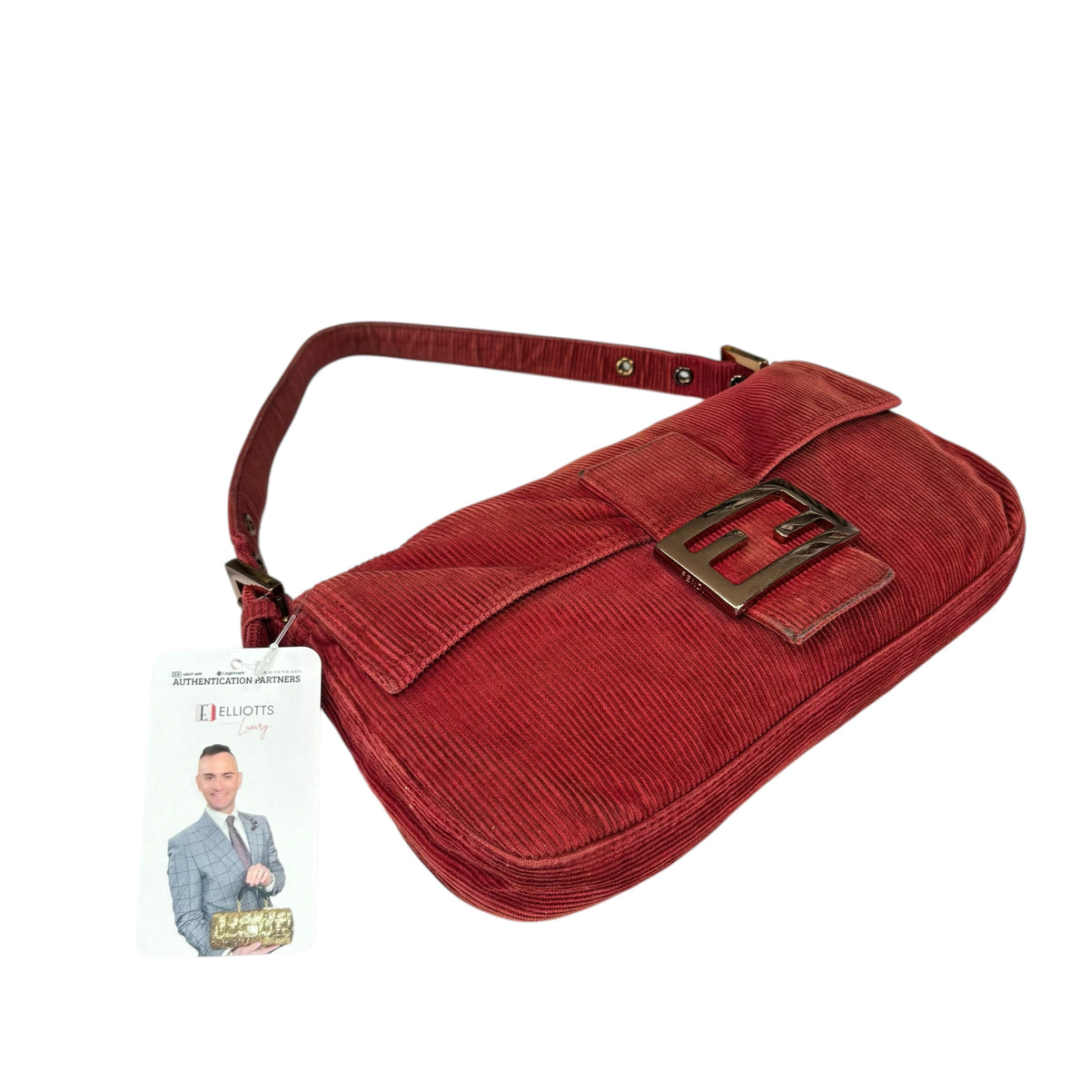Fendi Y2K Baguette Corduroy Burgundy Rose Classic Shoulder Purse
