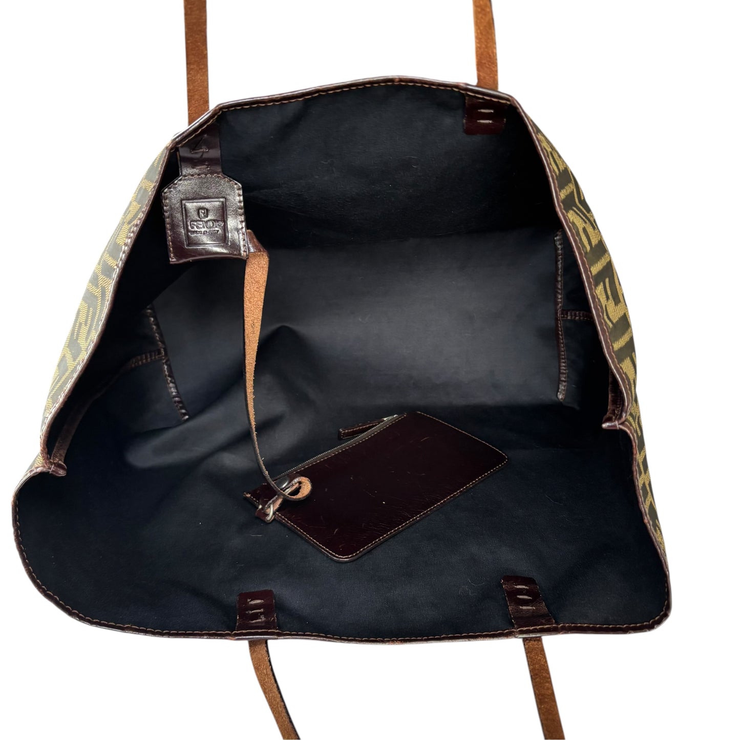 Fendi Y2K Zucca Monogram Brown Canvas / Leather MM Tote