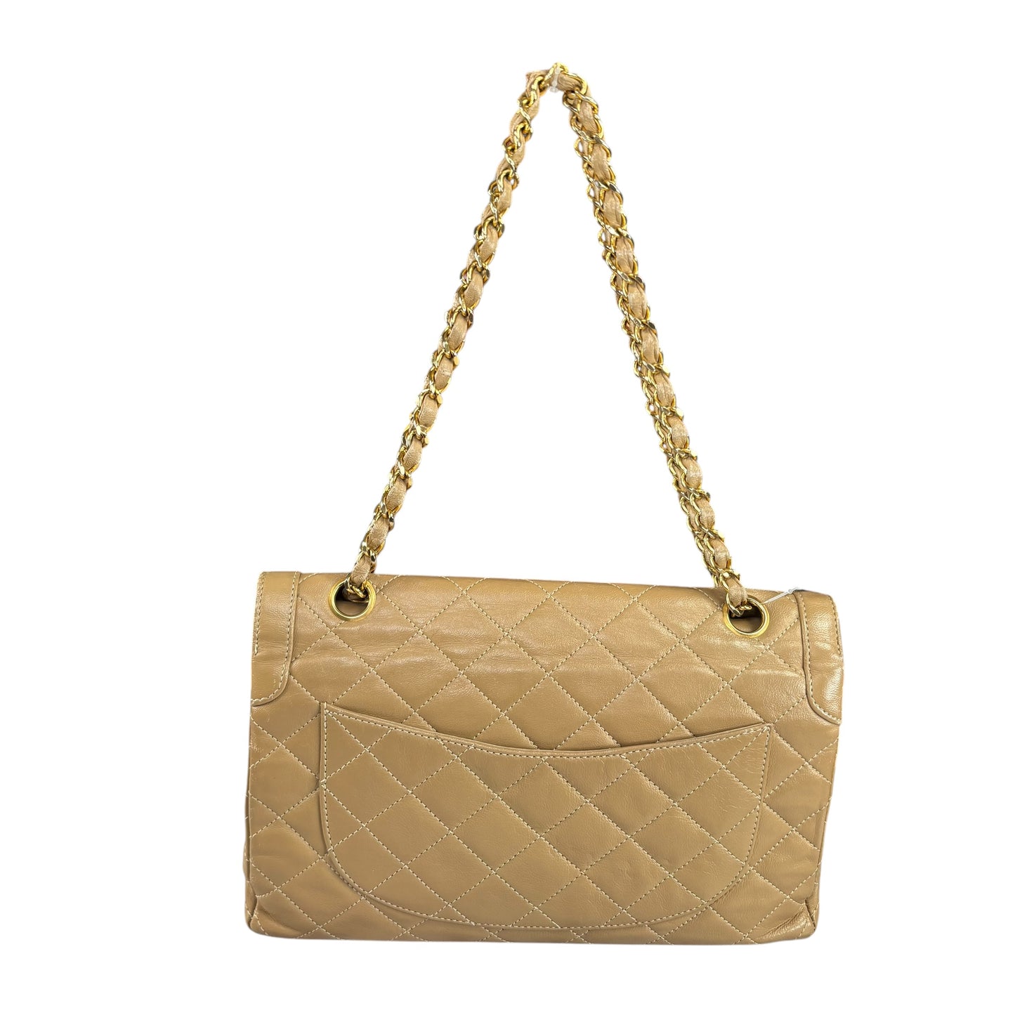 Chanel Paris Limited Beige Double Flap Quilted Lambskin Shoulder Purse