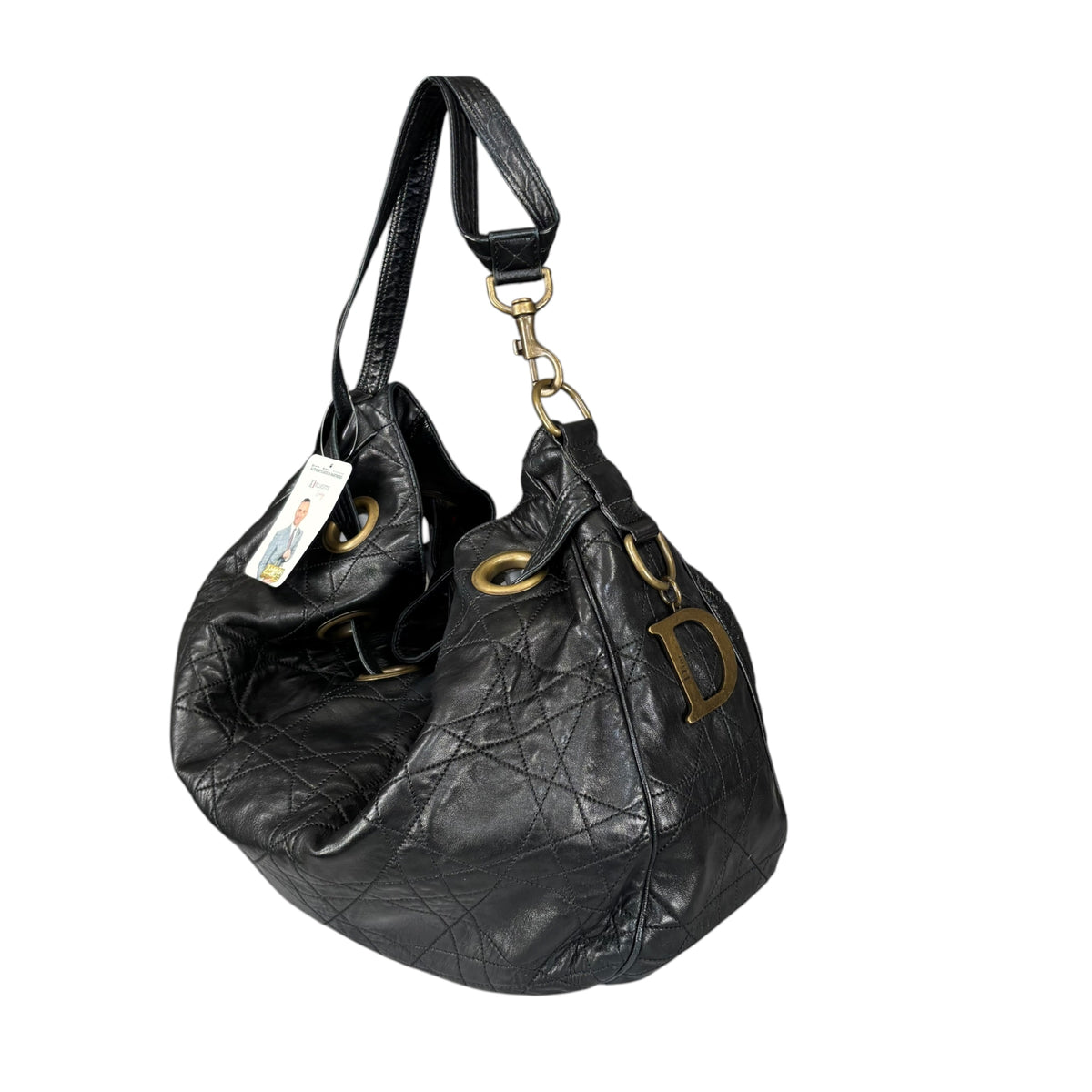 Christian Dior Lady Dior Cannage Lambskin XL Hobo Shoulder Purse