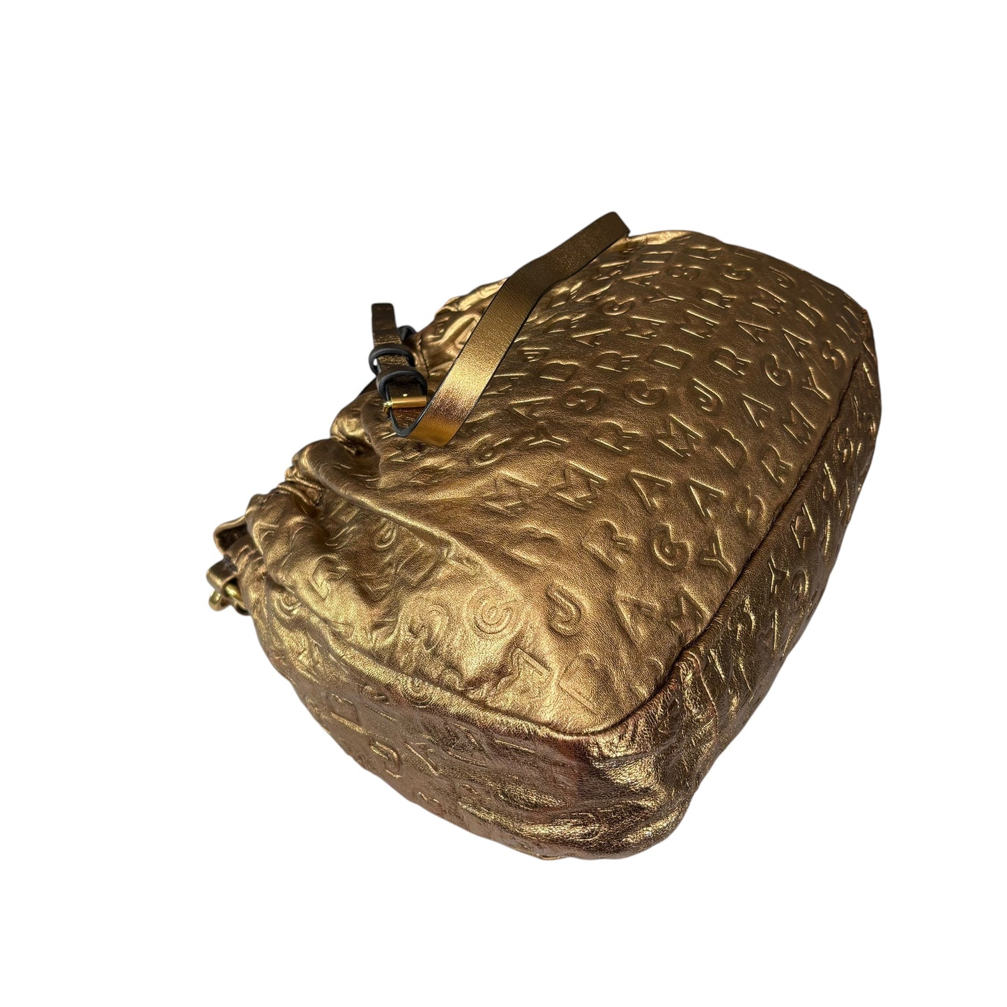 Marc By Marc Jacobs XL Golden Metallic Leather Embossed Crossbody