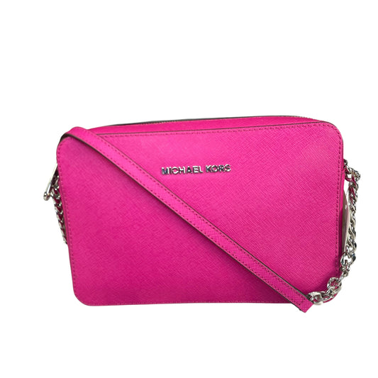 Michael Kors Fushia Saffiano Leather SHW Pink Jet Set Crossbody