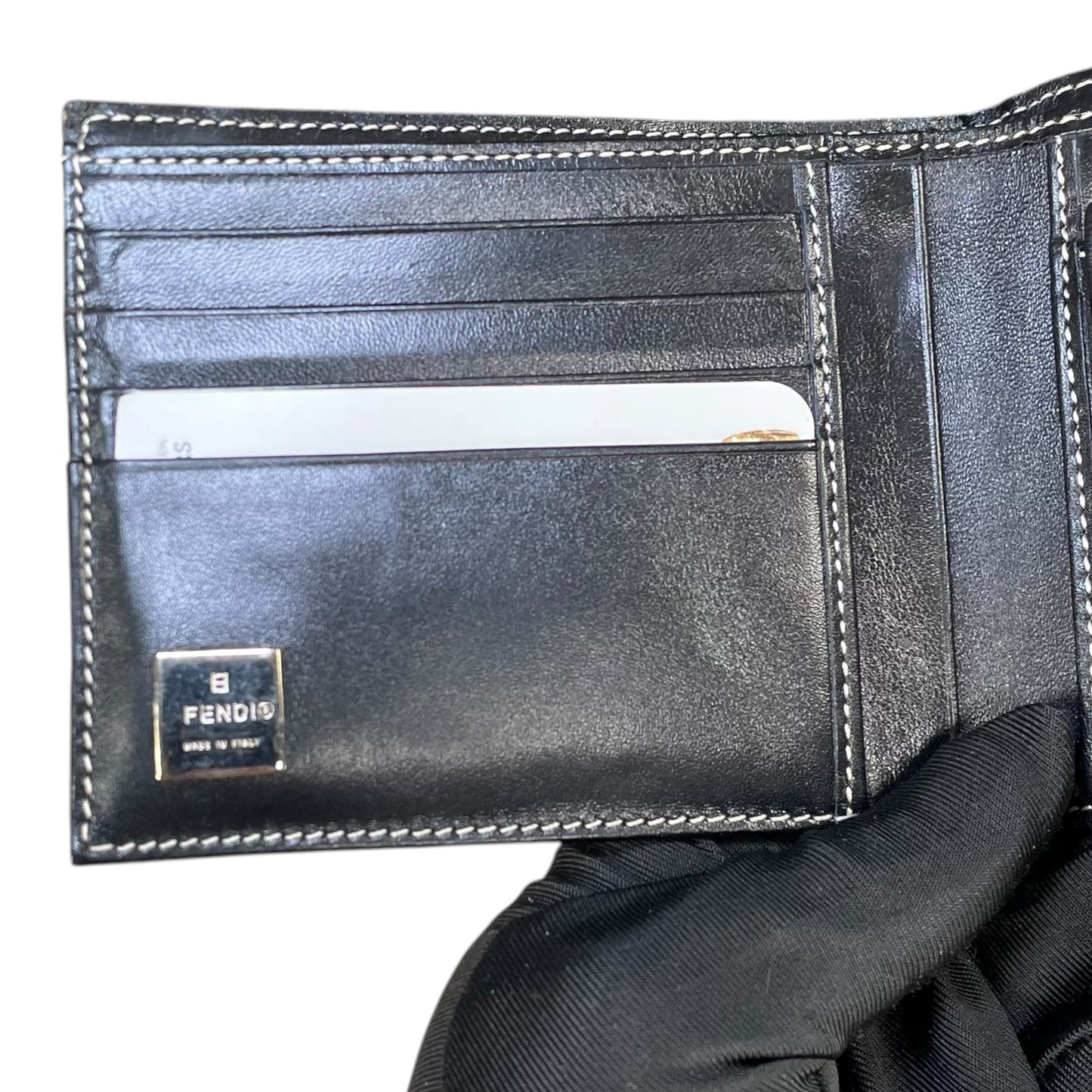 Fendi Zucchino Mens Bi-Fold Wallet – Navy Blue Monogram Canvas