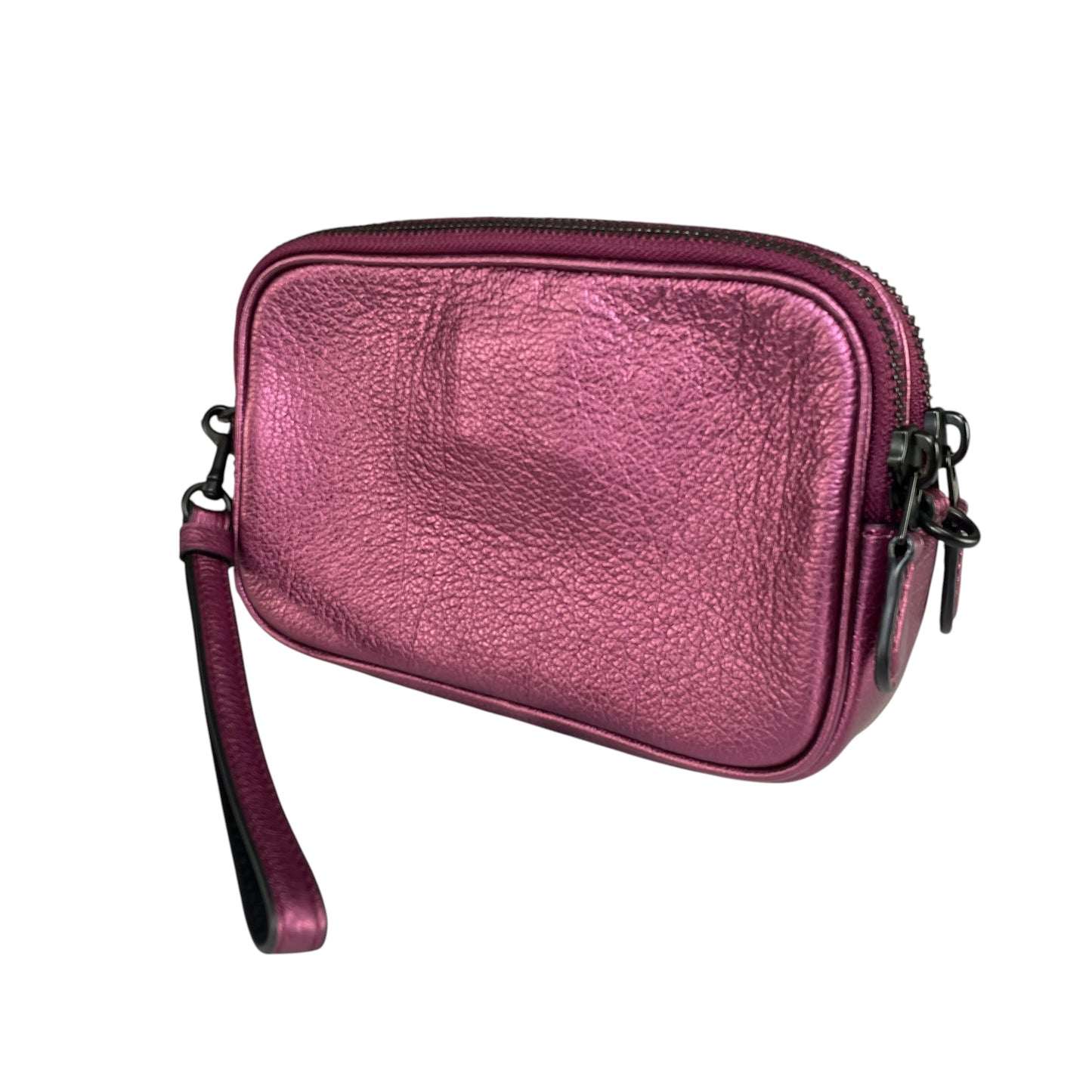 Coach Metallic Star Studded Double Purple Gumetal 2-Way Crossbody Wristlet