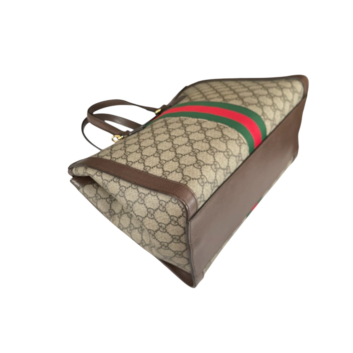 Gucci GG Ophidia GHW Leather Supreme Brown Canvas Crossbody Medium 2-Way Tote