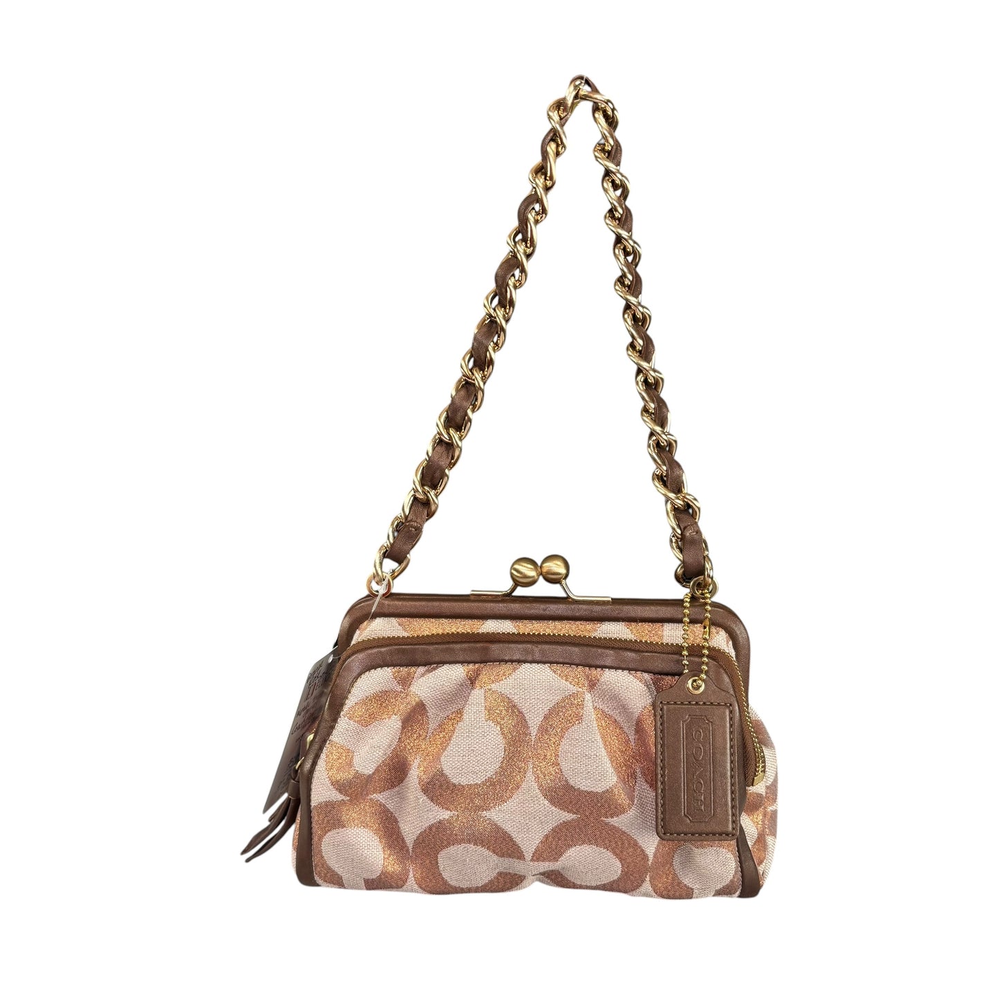 Coach Y2K Opti C Limited Canvas Bronze Metallic GHW Kiss-Lock Shoulder Purse