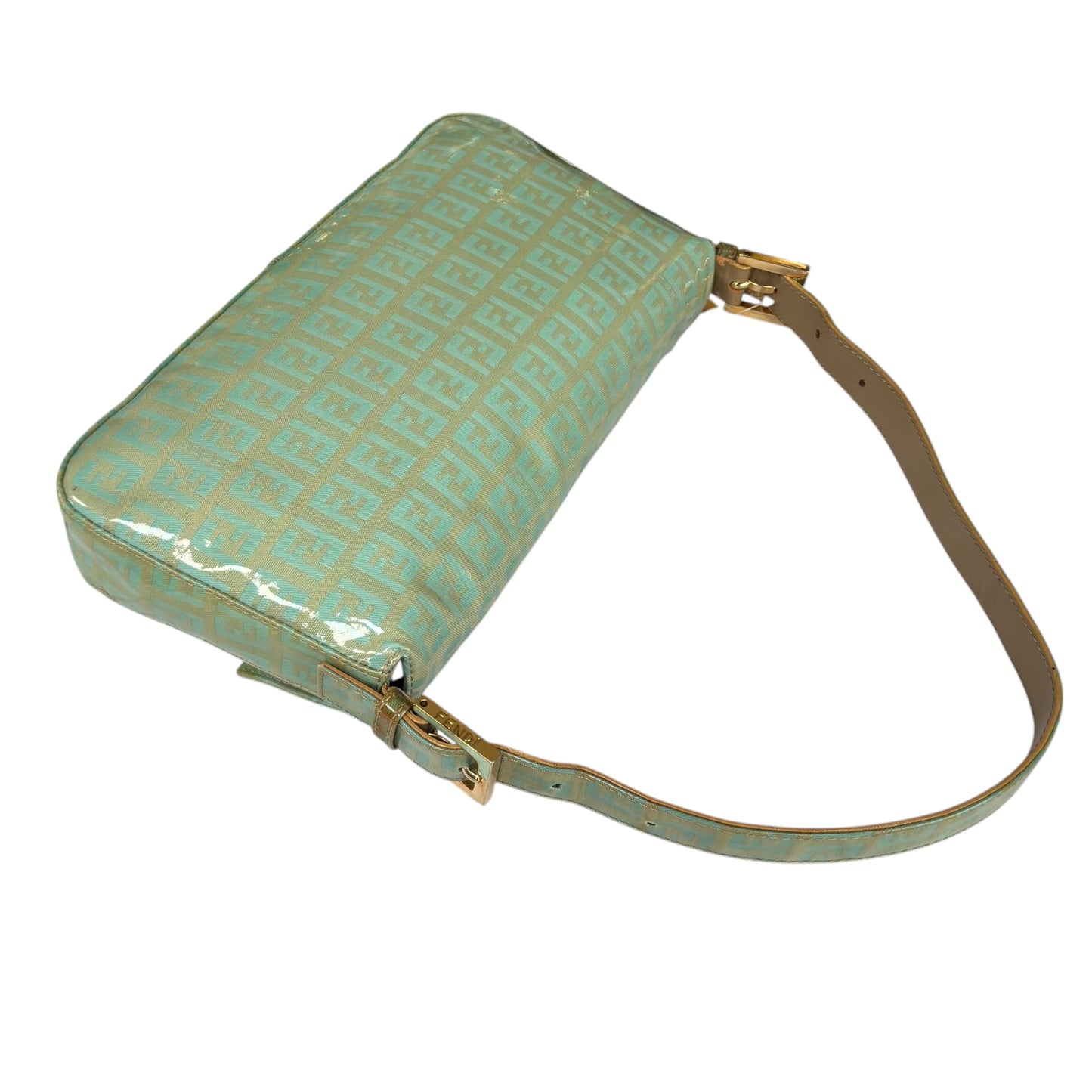 Fendi Y2K Baguette Classic Mint Green Zucchino Coated Canvas Purse