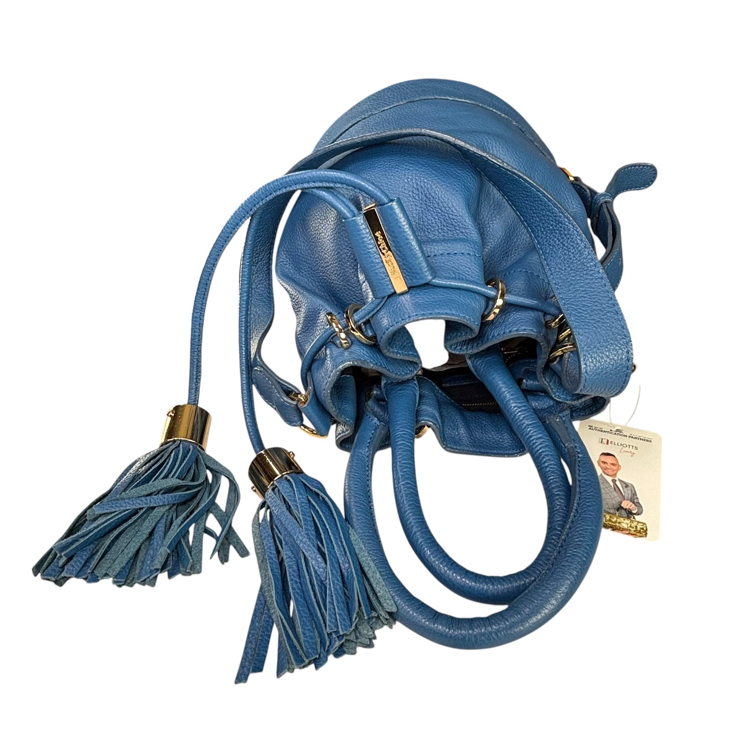See By Chloe Blue 2-Way Leather GHW Drawstring Bucket Bag
