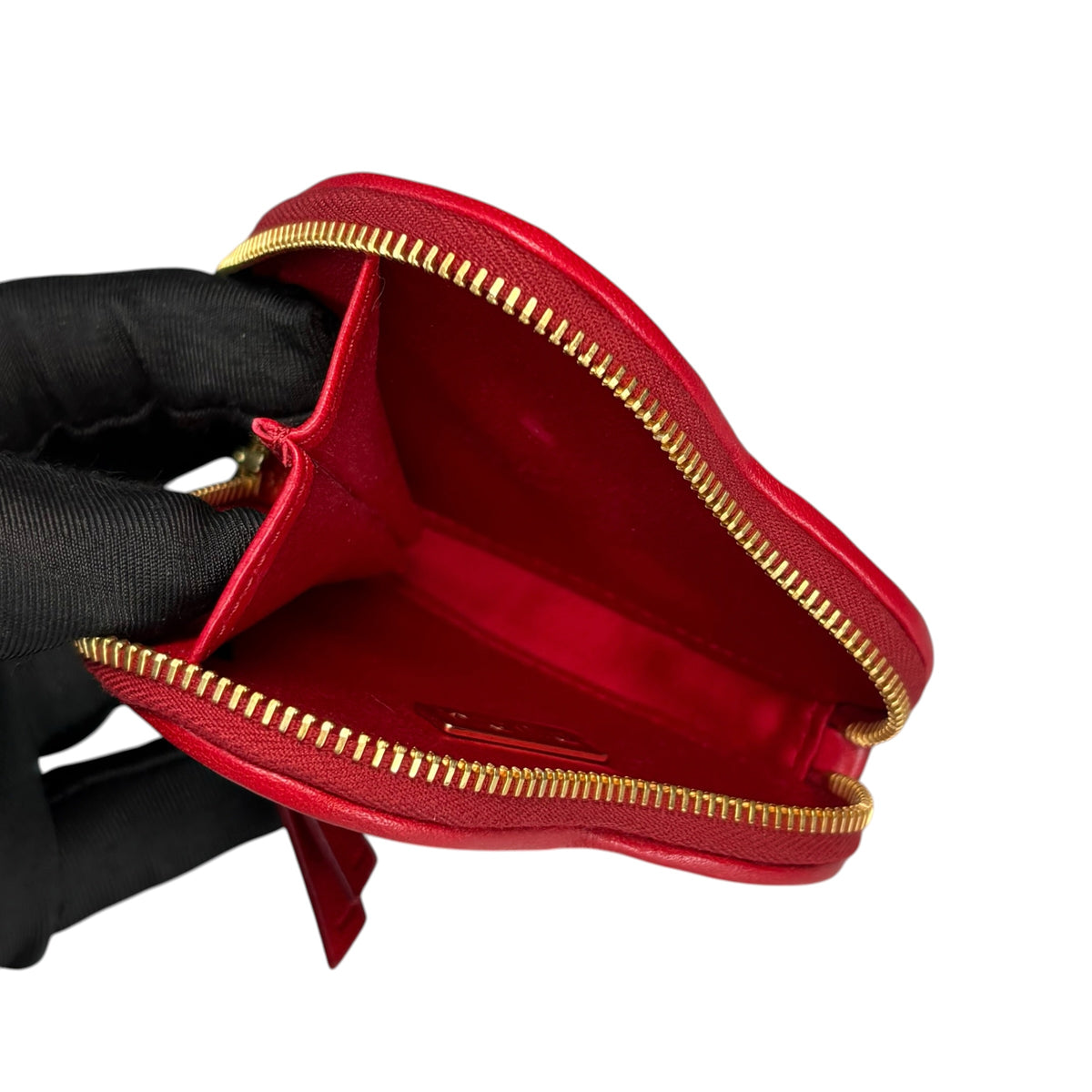 Miu Miu Matelasse Mini GHW Heart Red Leather Zippy Coin Pouch