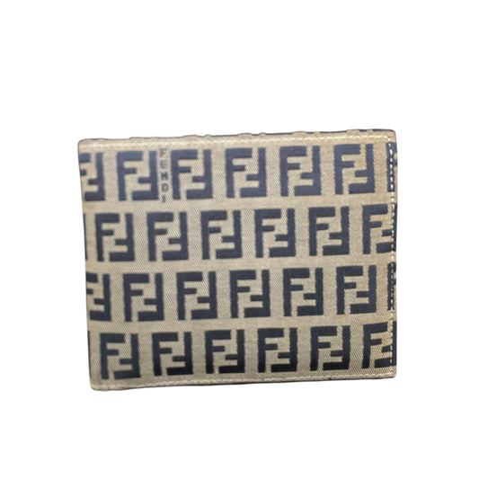 Fendi Zucchino Mens Bi-Fold Wallet – Navy Blue Monogram Canvas