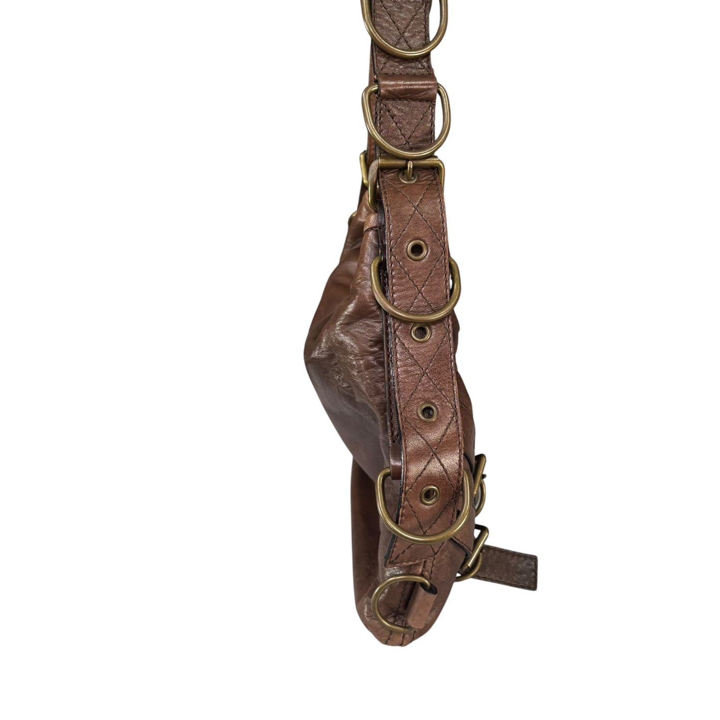 Givenchy Y2K Vouyou Classic Mahogany Brown Distressed Leather 2-Way Shoulder Crossbody Bag