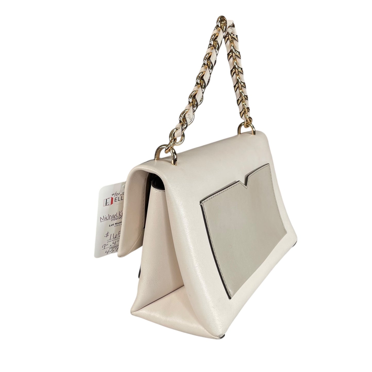 Michael Kors Cece Flap Chain Bag Cream Leather GHW 2-Way Top Handle